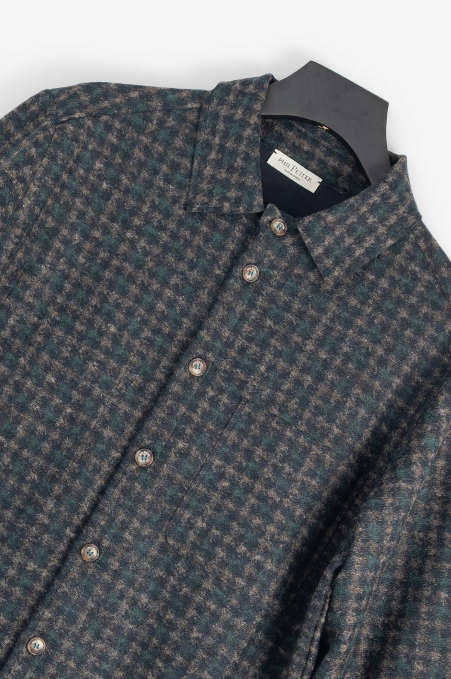 Hahnentritt-Overshirt in Navy/Grün