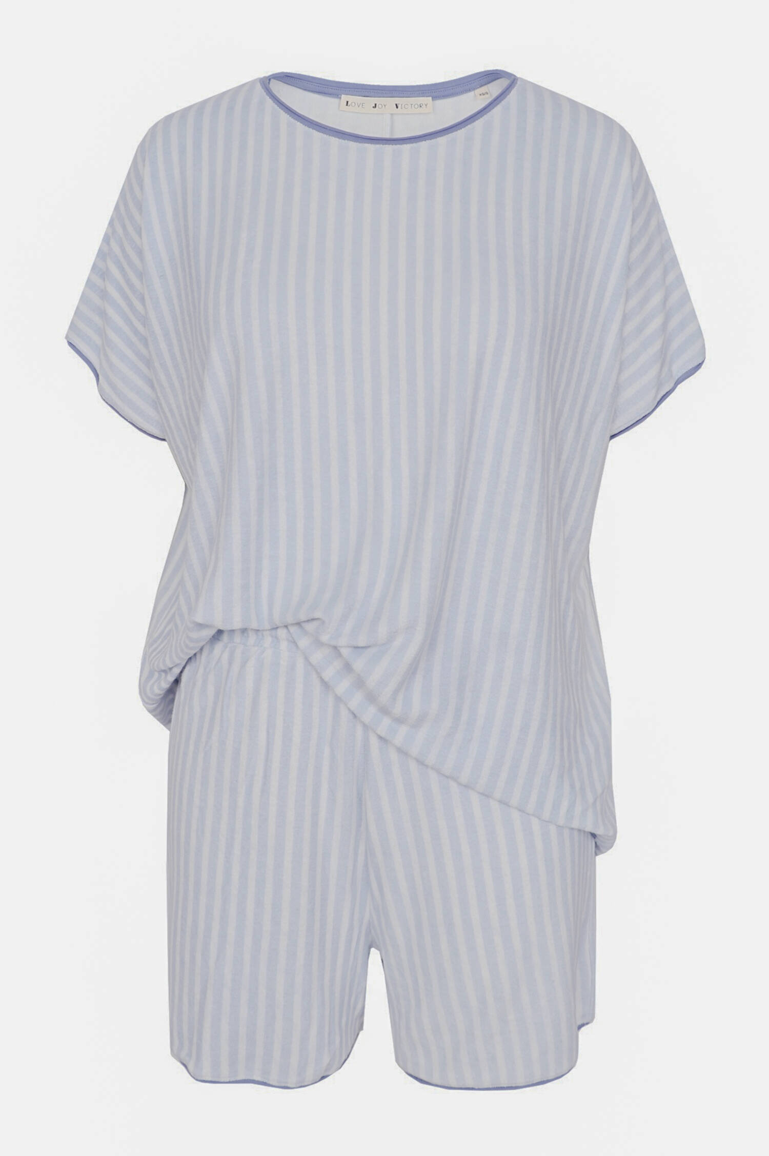 Gestreiftes Loungwear-Set in Hellblau/Weiß