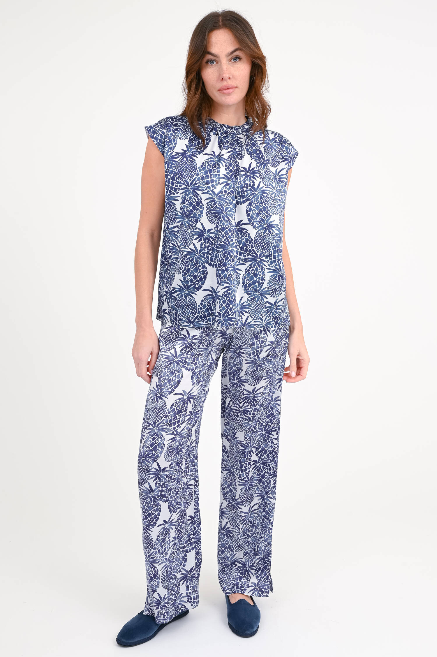 Blusenshirt FELINI in Blau/Weiß gemustert