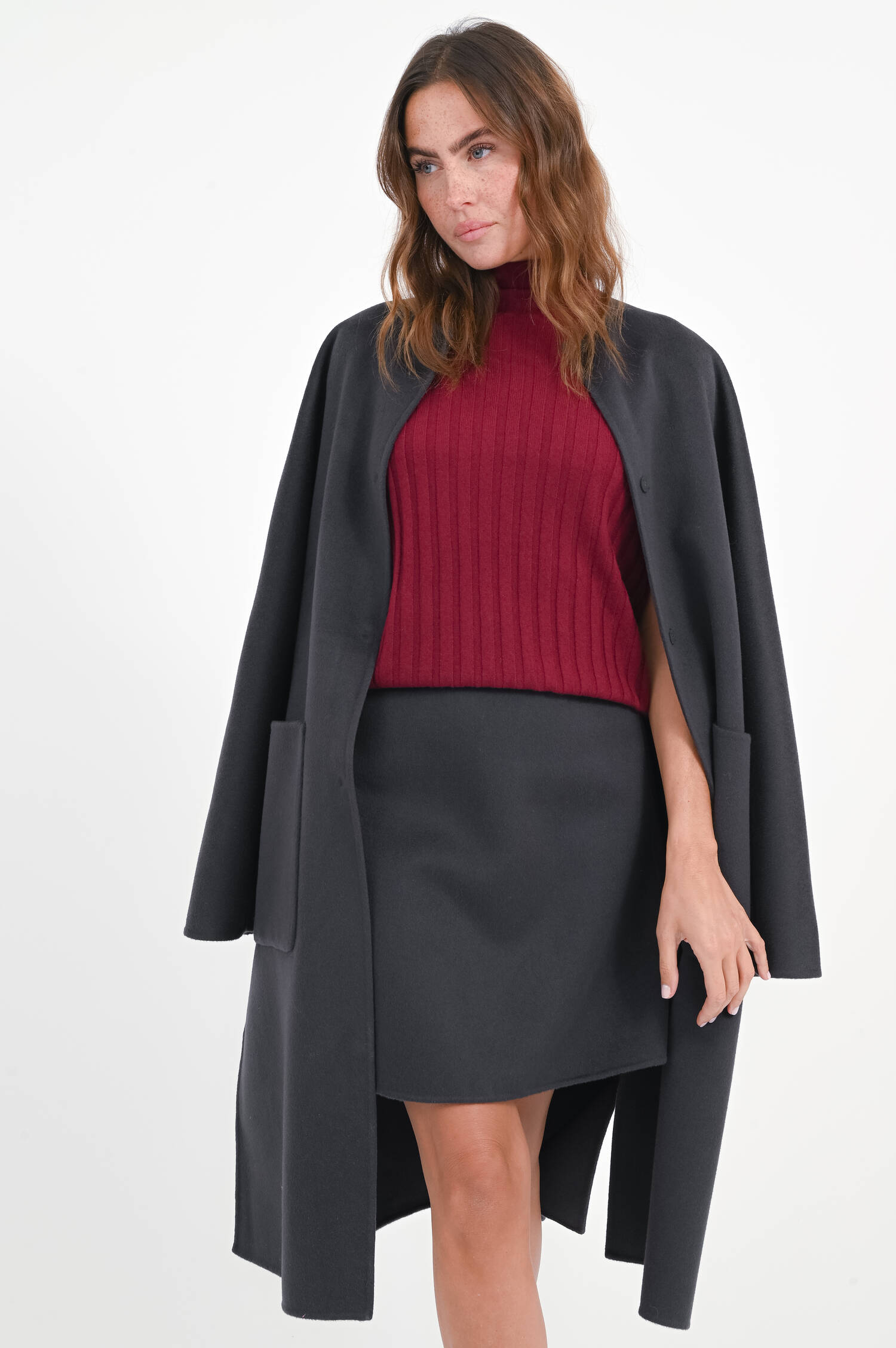 Rippstrick Pullunder aus Cashmere in Bordeaux