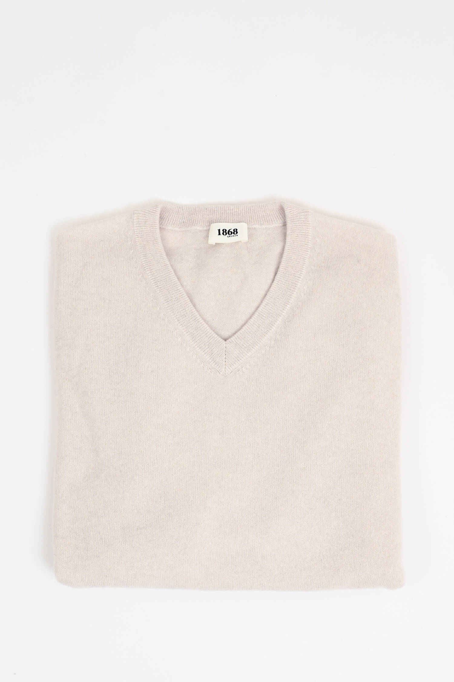 Cashmerepullover mit V-Neck in Hellbeige