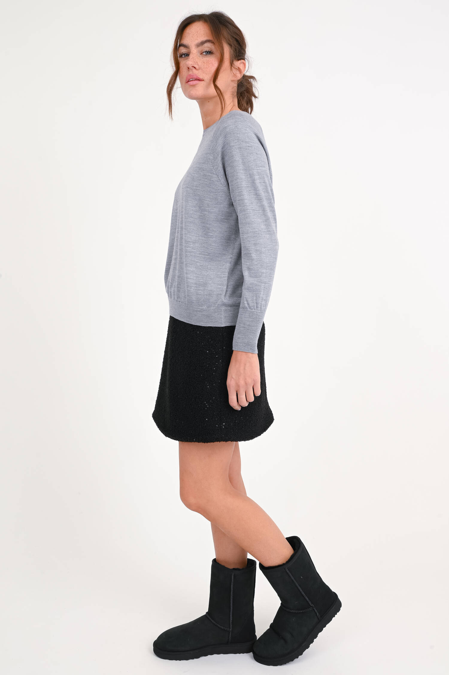 Pullover aus Woll-Seide-Mix in Grau