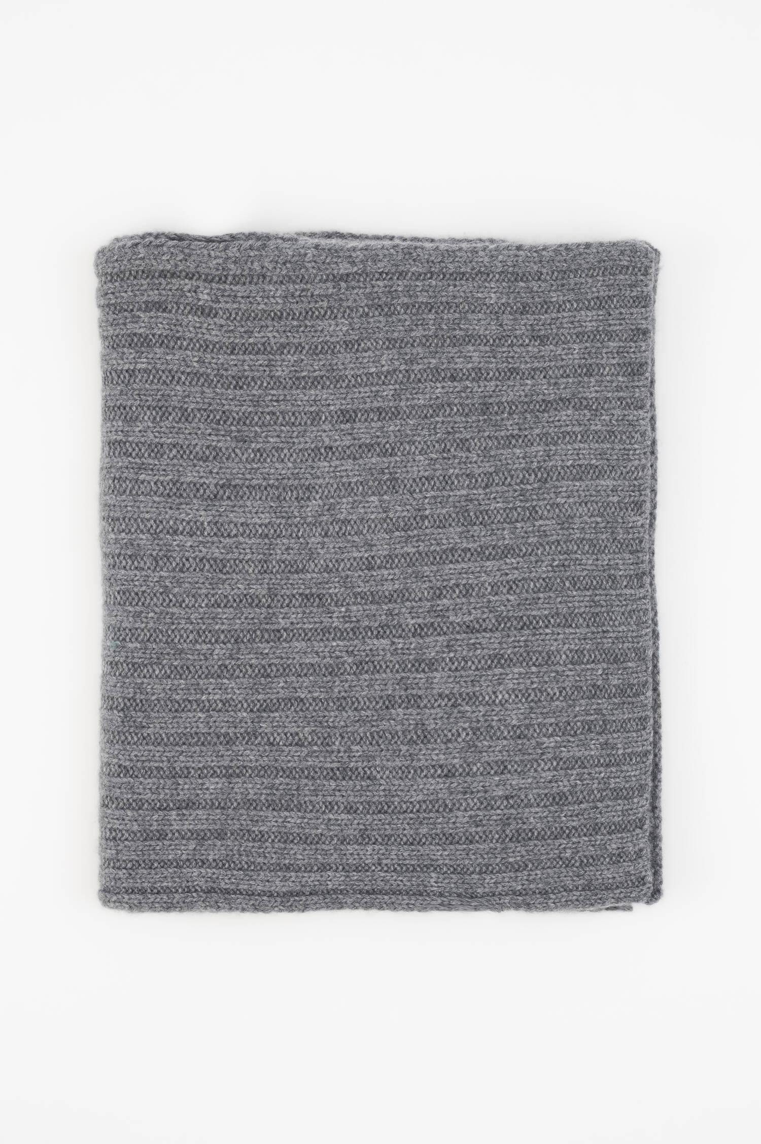 Cashmere-Rippstrick-Schal in Grau