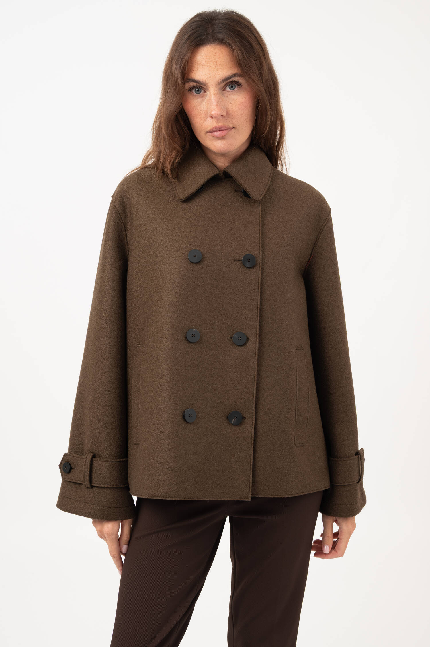 Woll-Peacoat in Teddybraun
