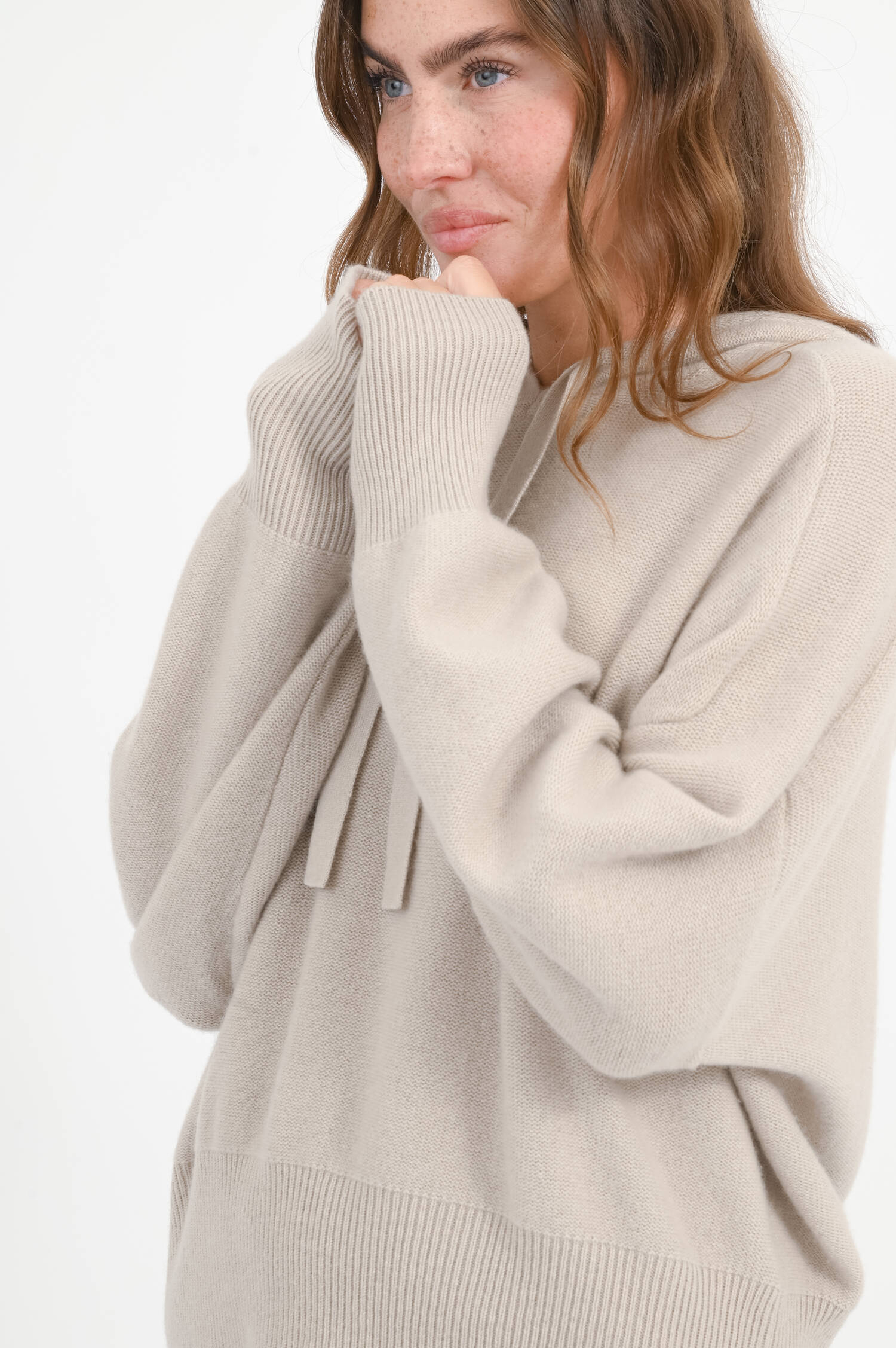 Cashmere-Hoodie in Light Natural