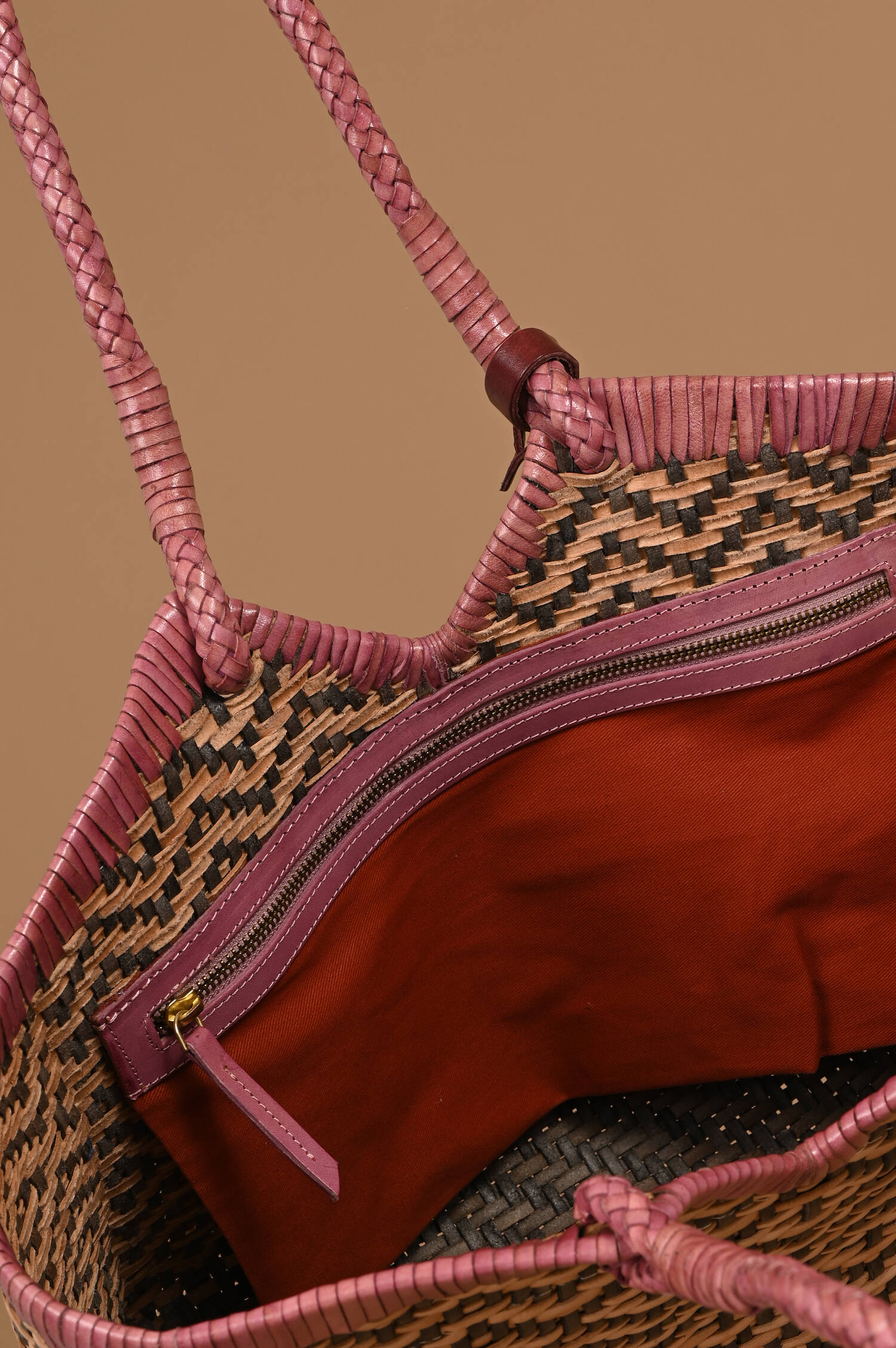 Leder Tote CRUDELIA FLOWER in Pink/Natur/Olive Leder Tote CRUDELIA FLOWER in Pink/Natur/Olive