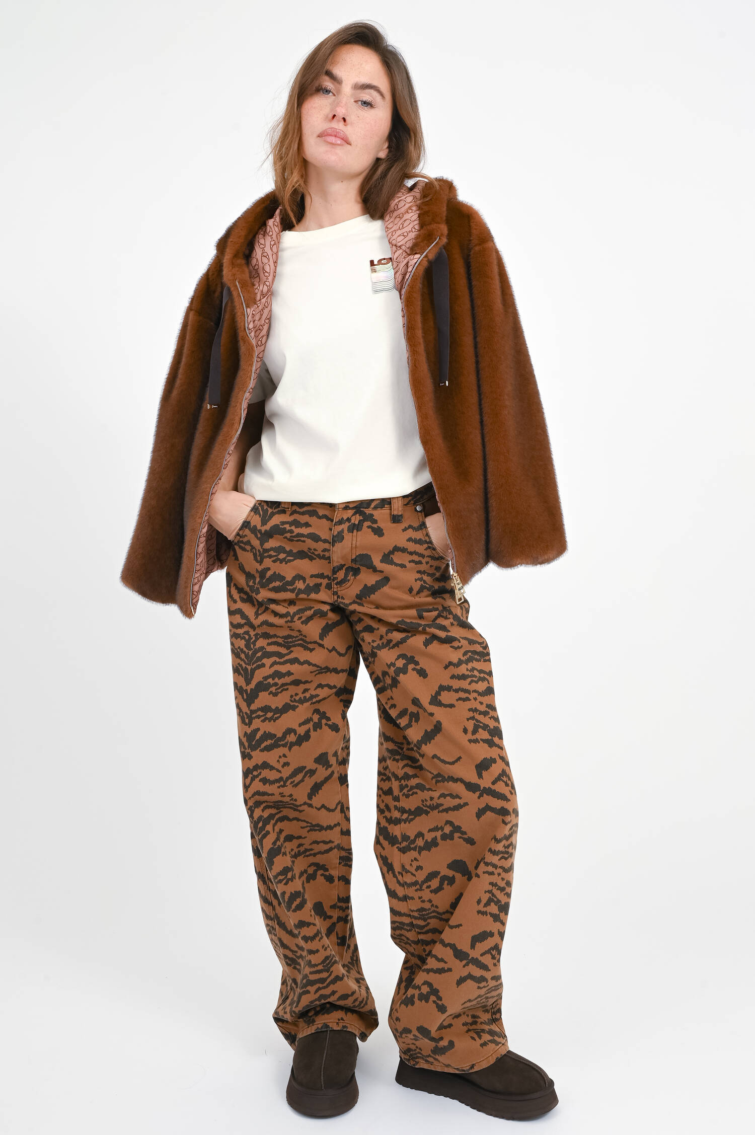 Jeans mit Animal-Print in Cinnamon
