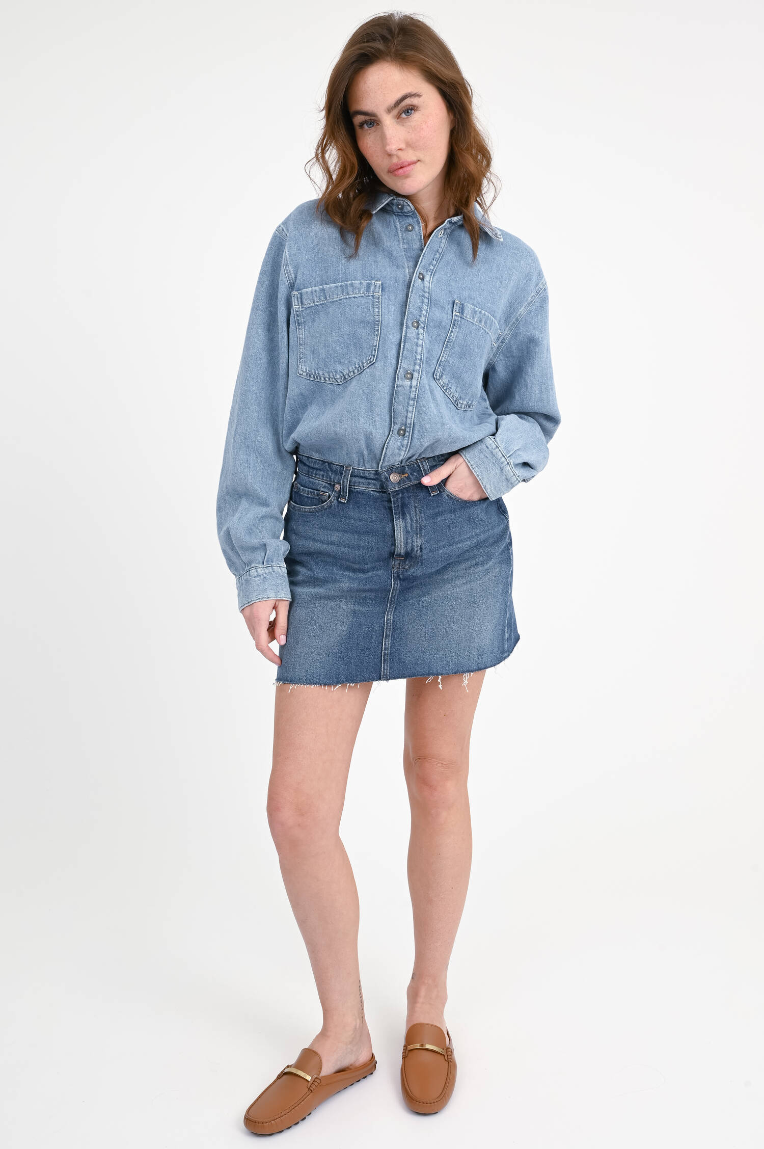 Jeanskleid IPANMEA in Hellblau/Dunkelblau