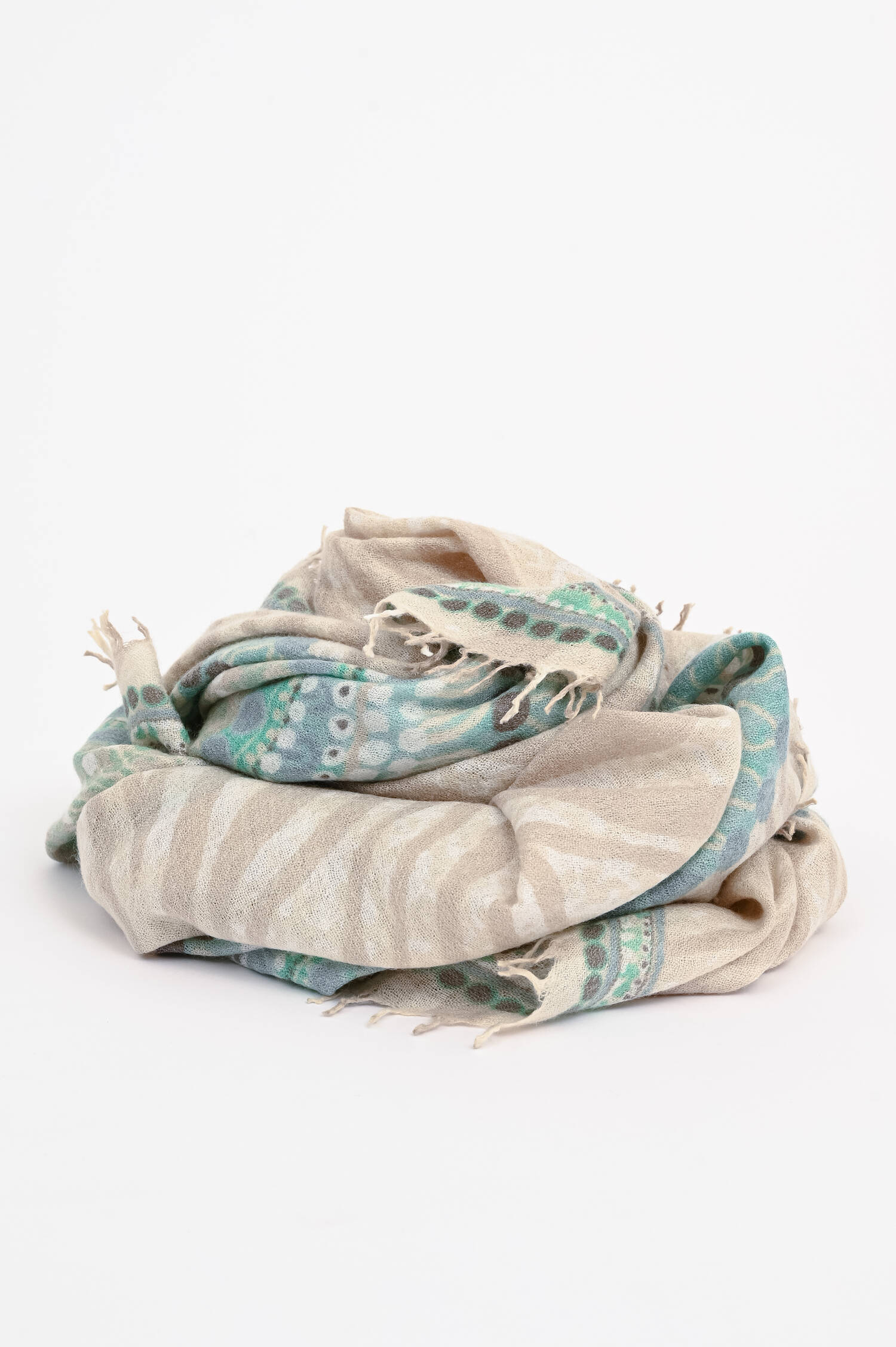 Cashmere-Schal in Blau/Beige gemustert Cashmere-Schal in Blau/Beige gemustert
