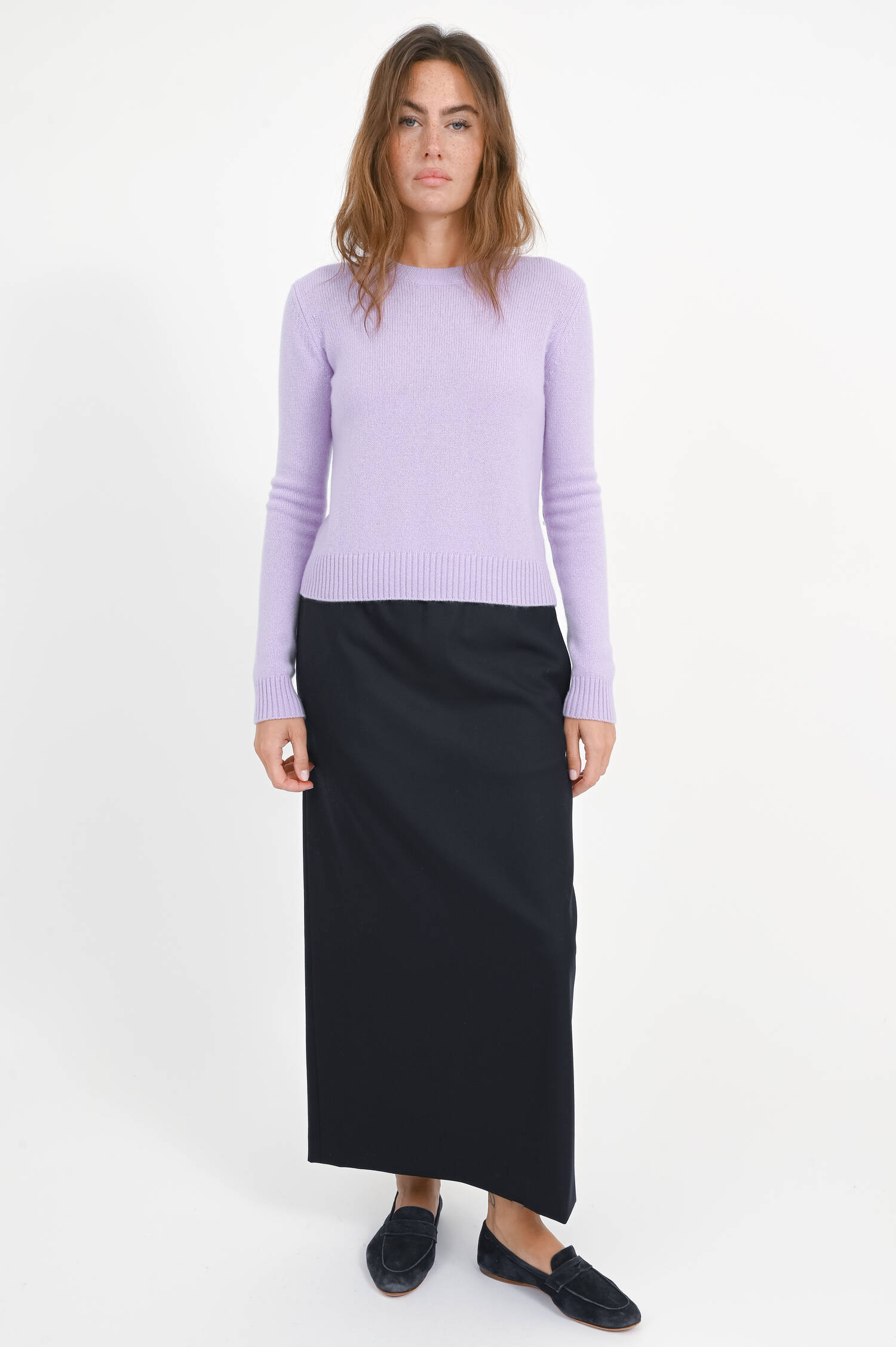 Bleistiftrock aus Woll-Mix in Blue Navy