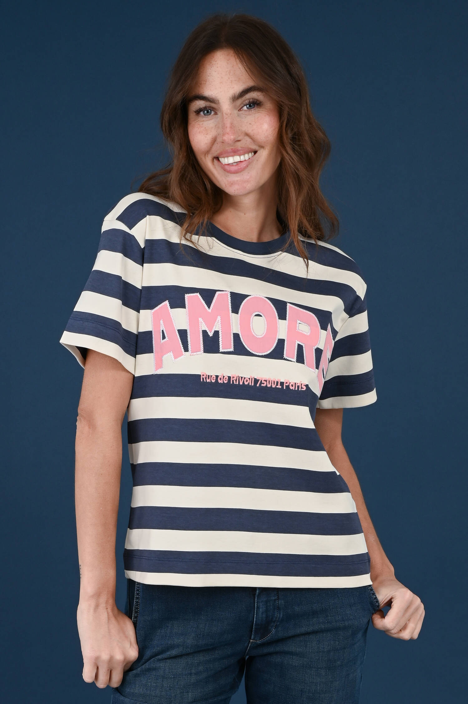Ringel T-Shirt AMORE in Ecru/Navy Ringel T-Shirt AMORE in Ecru/Navy
