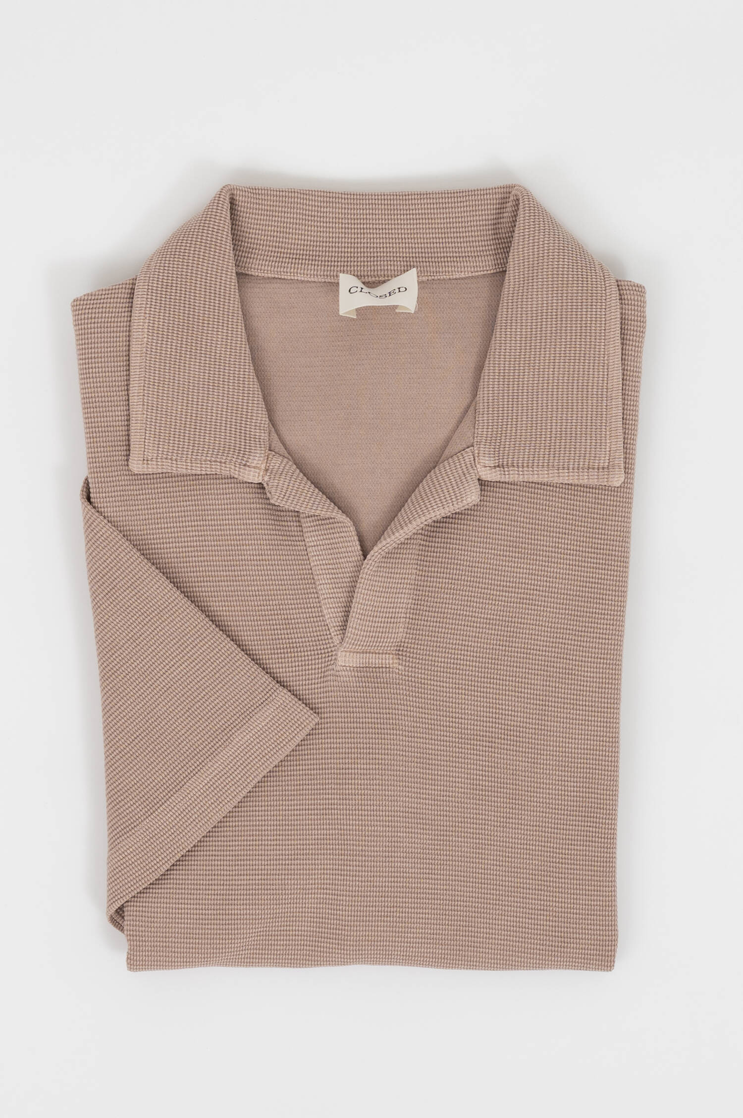 Poloshirt mit Waffel-Optik in Taupe