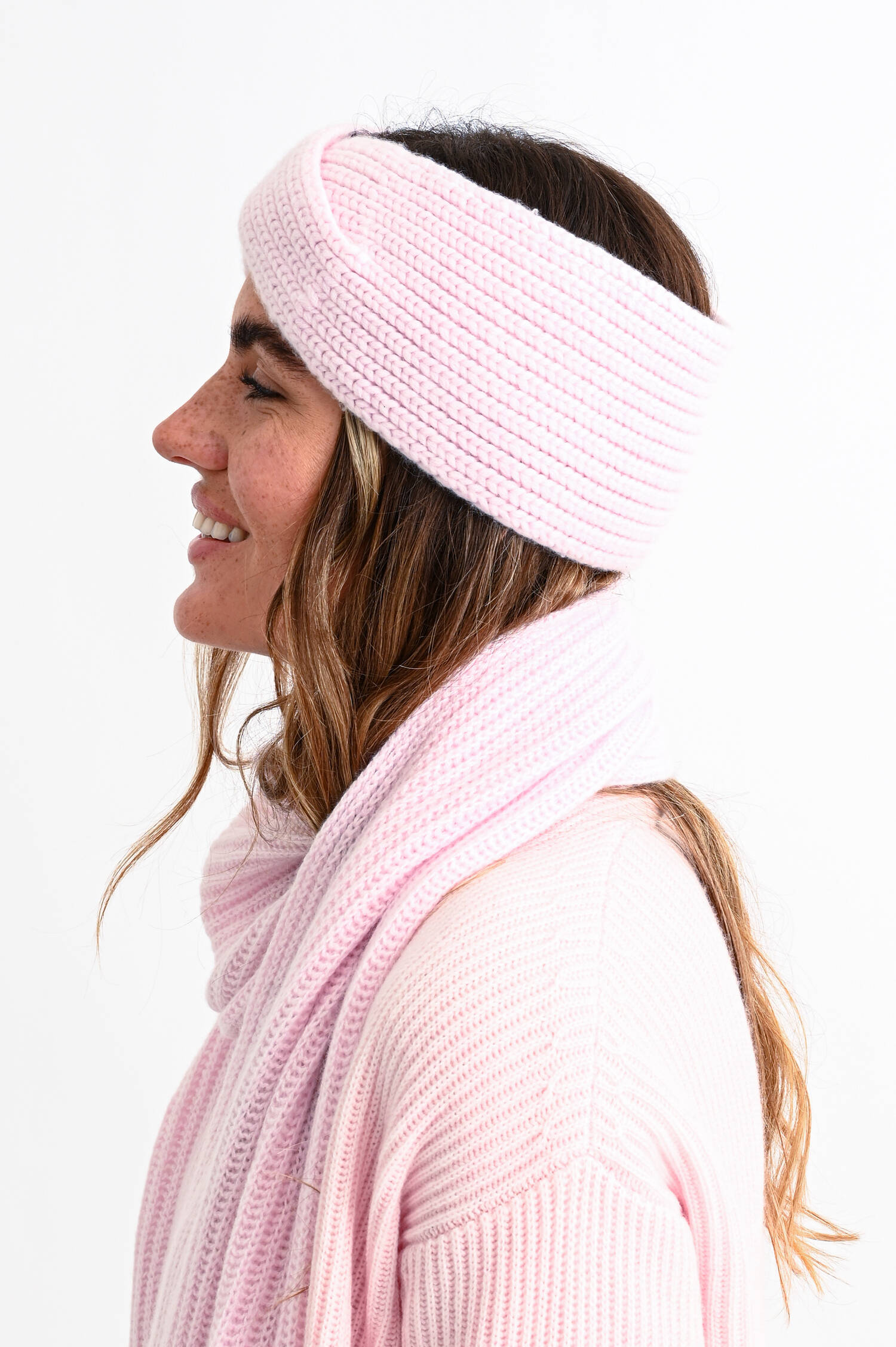 Cashmere Stirnband mit Twist in Zartrosa