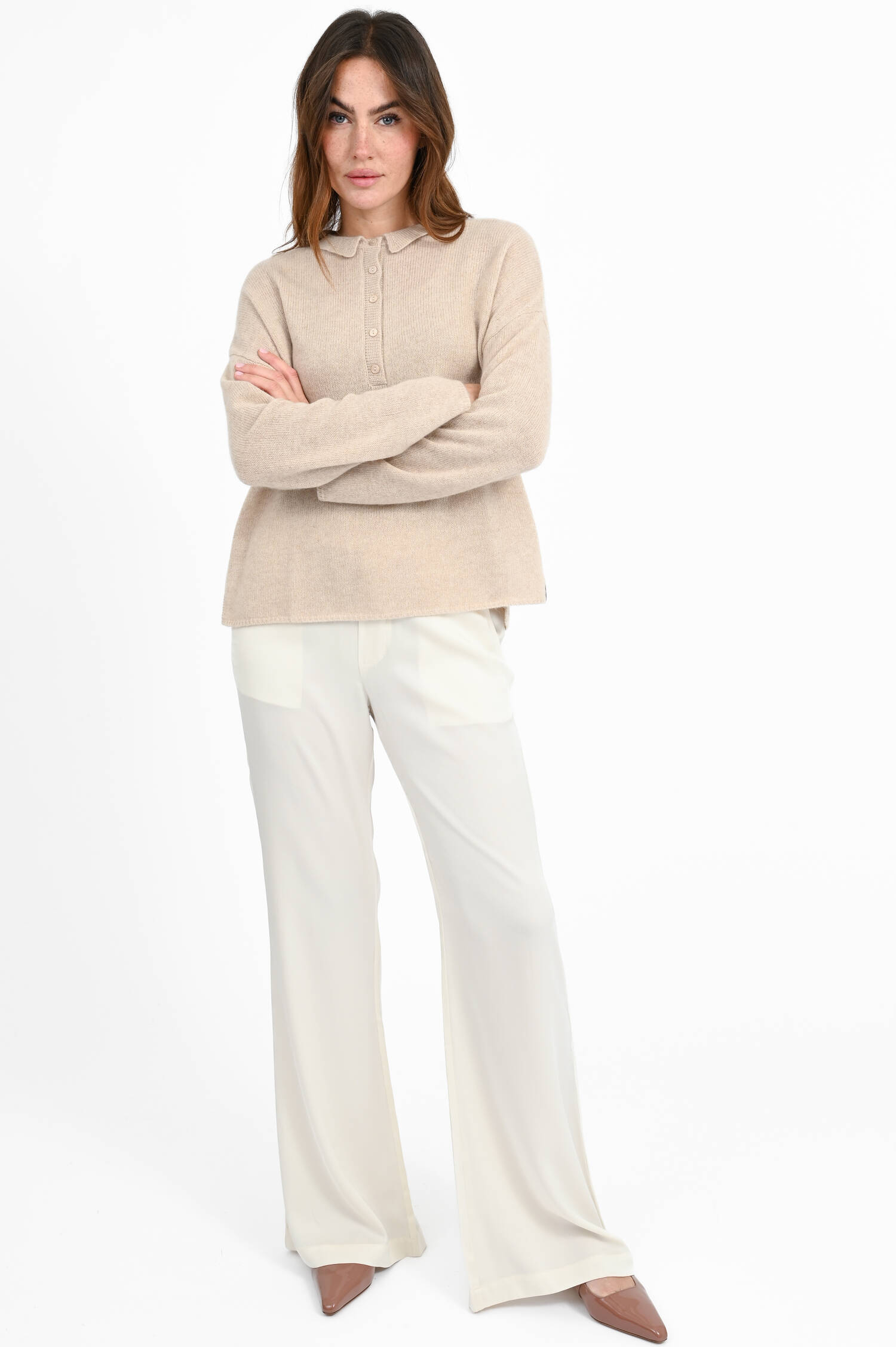 Pullover aus Cashmere-Baumwoll-Mix in Sand