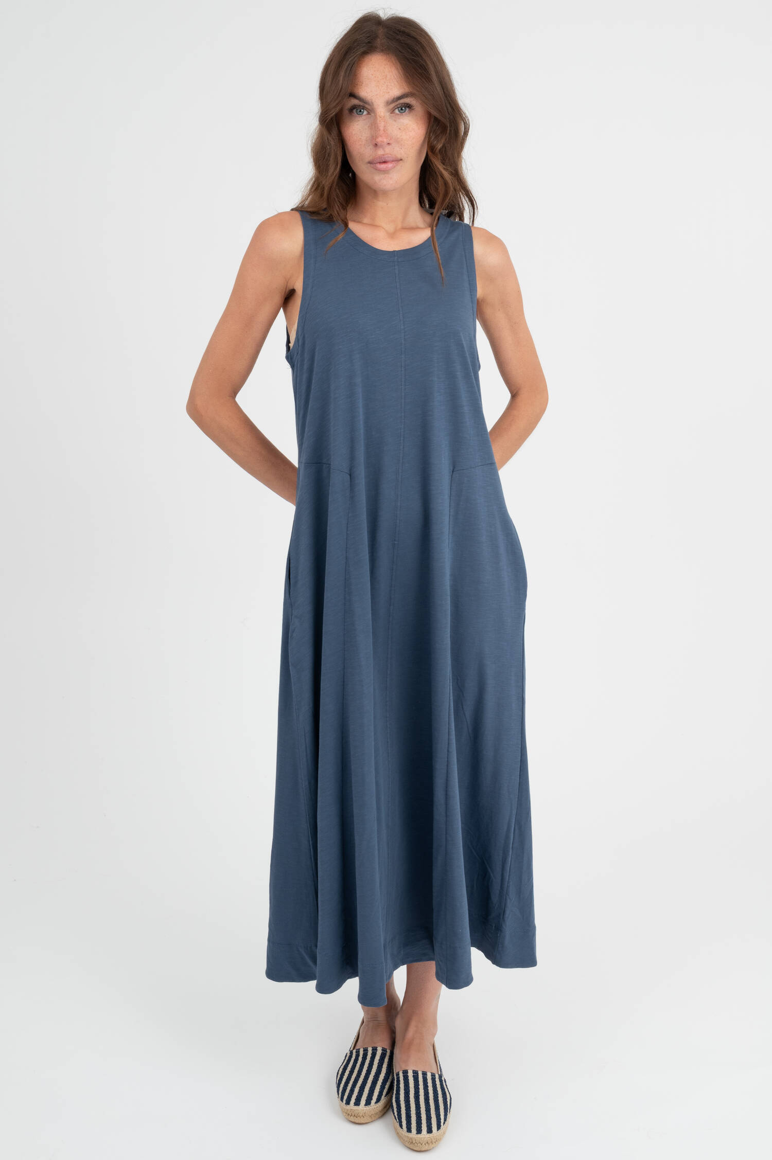 Midi Kleid in Blau meliert