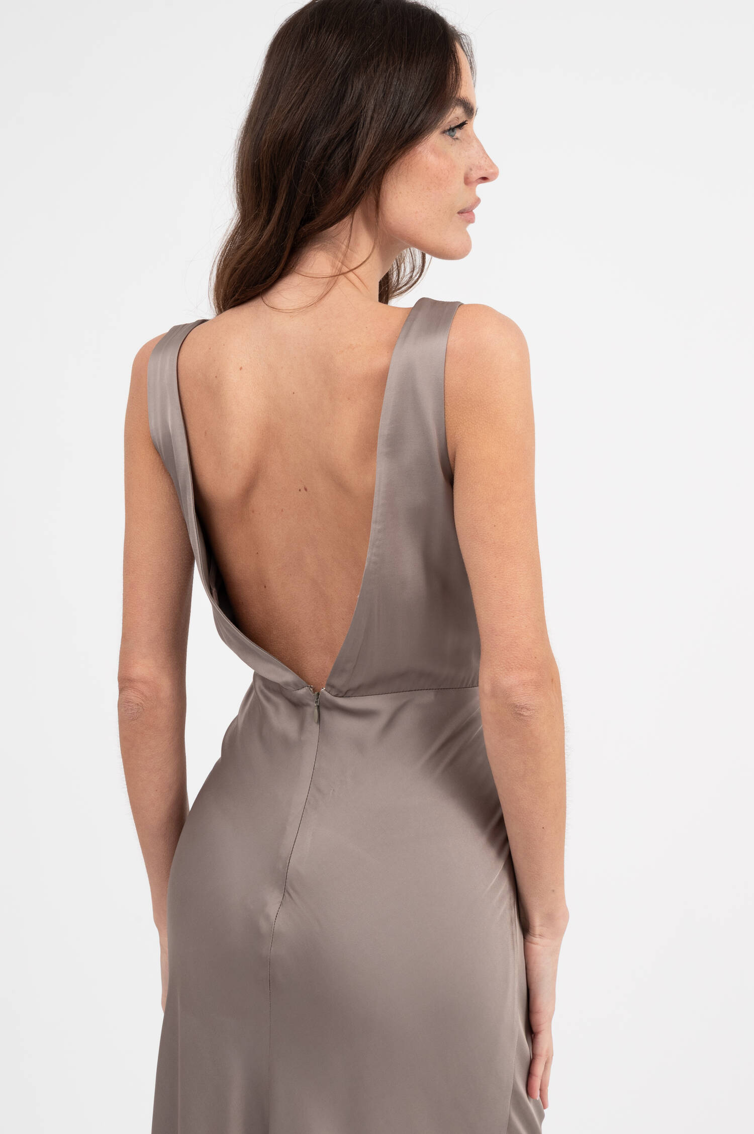 Satinkleid THELMA in Graphitegrau Satinkleid THELMA in Graphitegrau