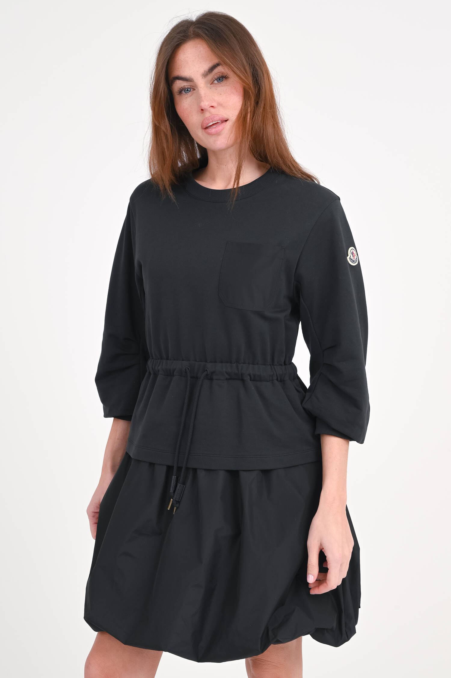 Kleid mit Ballonsaum in Schwarz