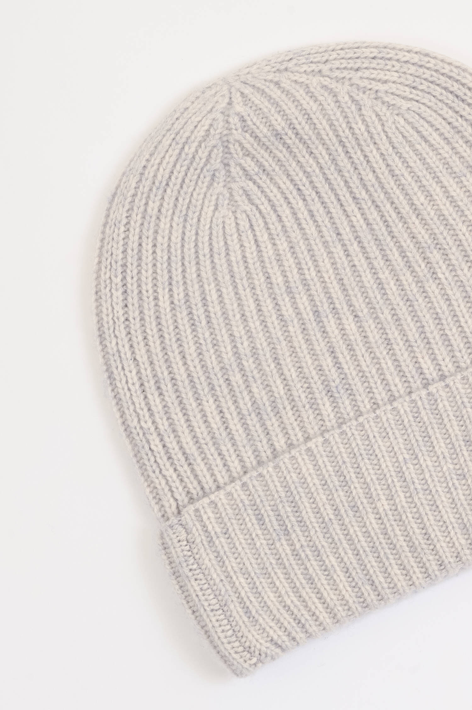Kaschmir Rippstrick-Mütze in Hellgrau meliert