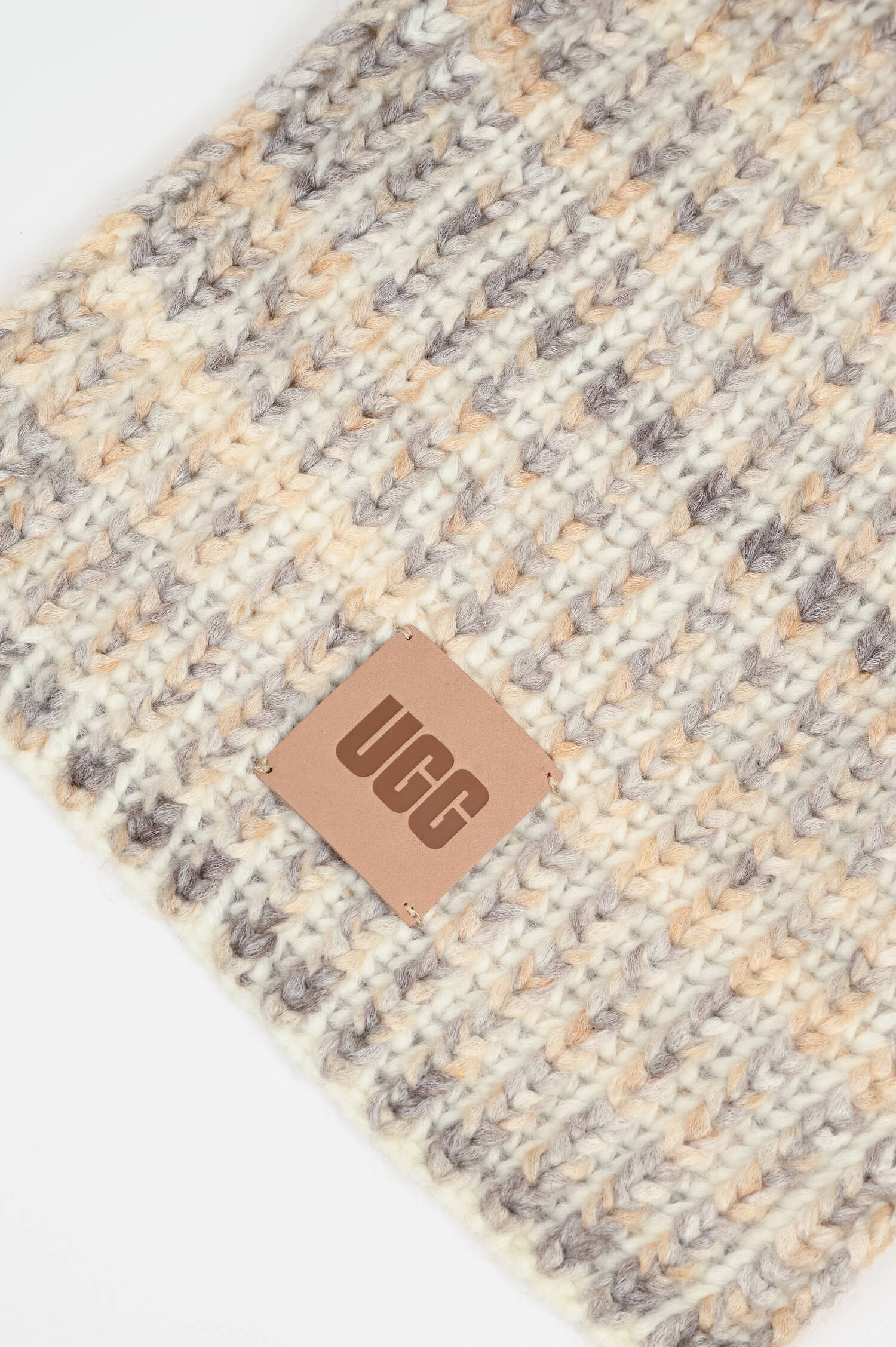 Schal in Fisherman's Rib in Beige/Grau/Weiß