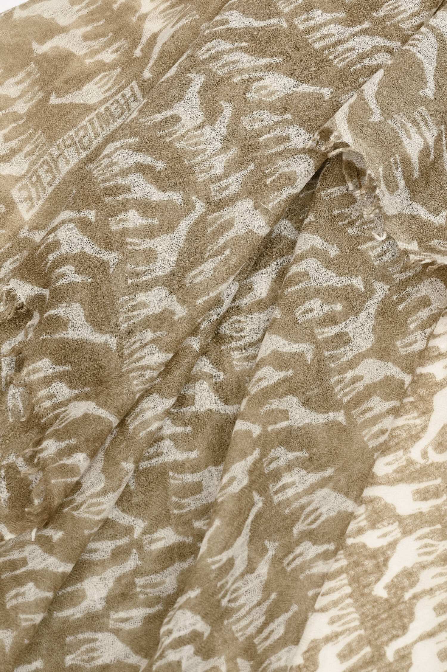 Wollschal MLUCK in Khaki/Weiß