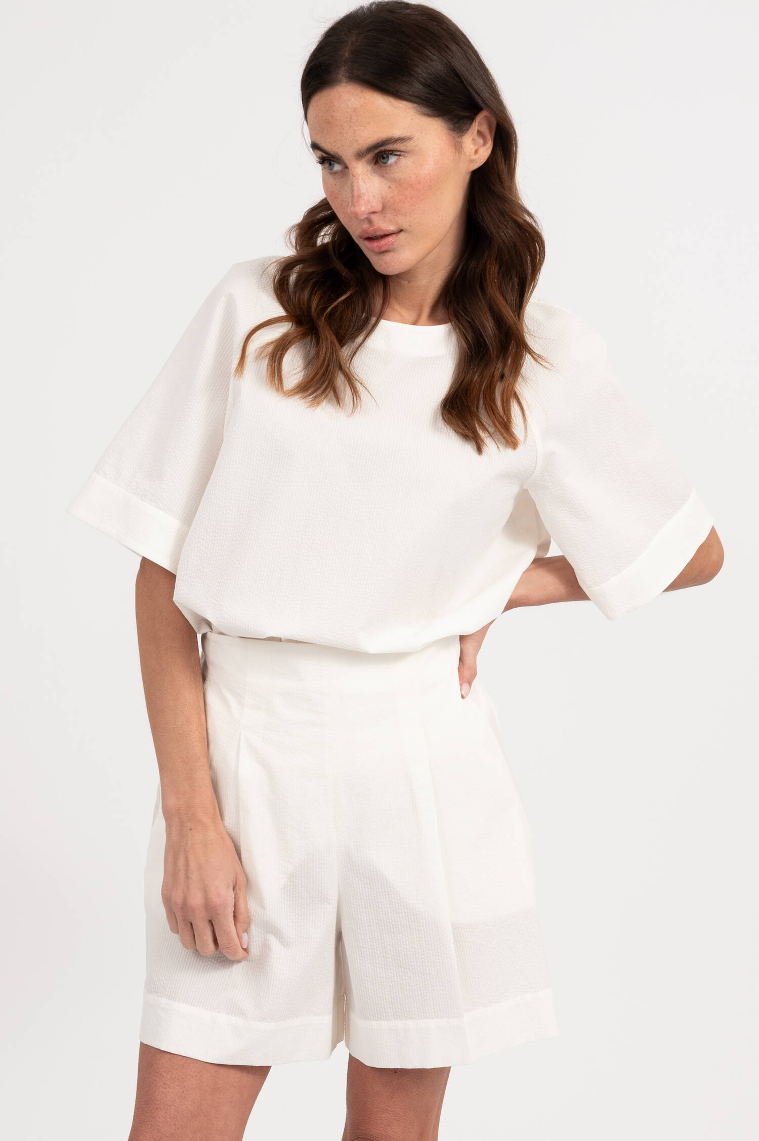 Seersucker Shorts BALTA in Weiß