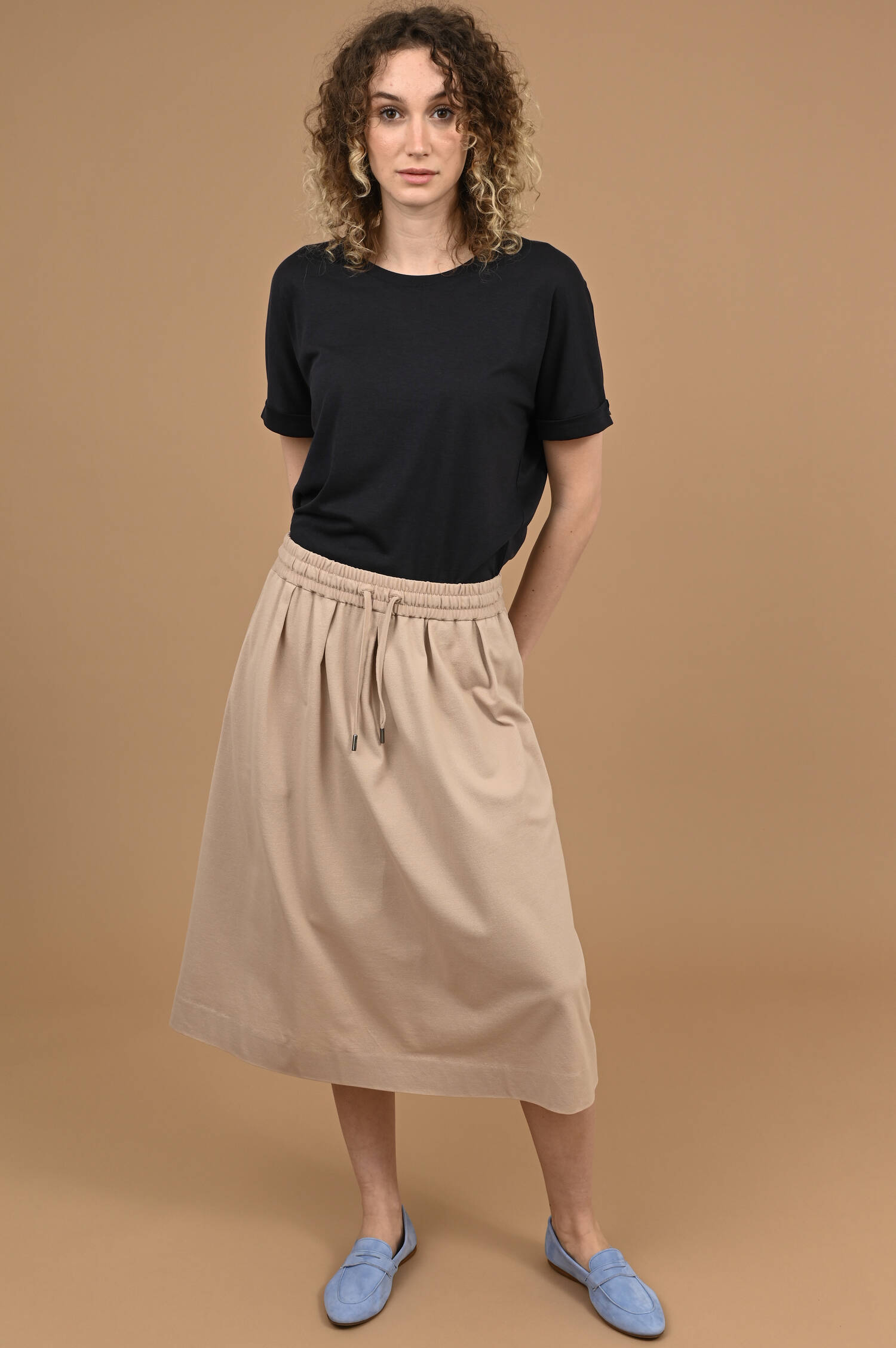  Kellerfalten Midirock in Harvestbeige