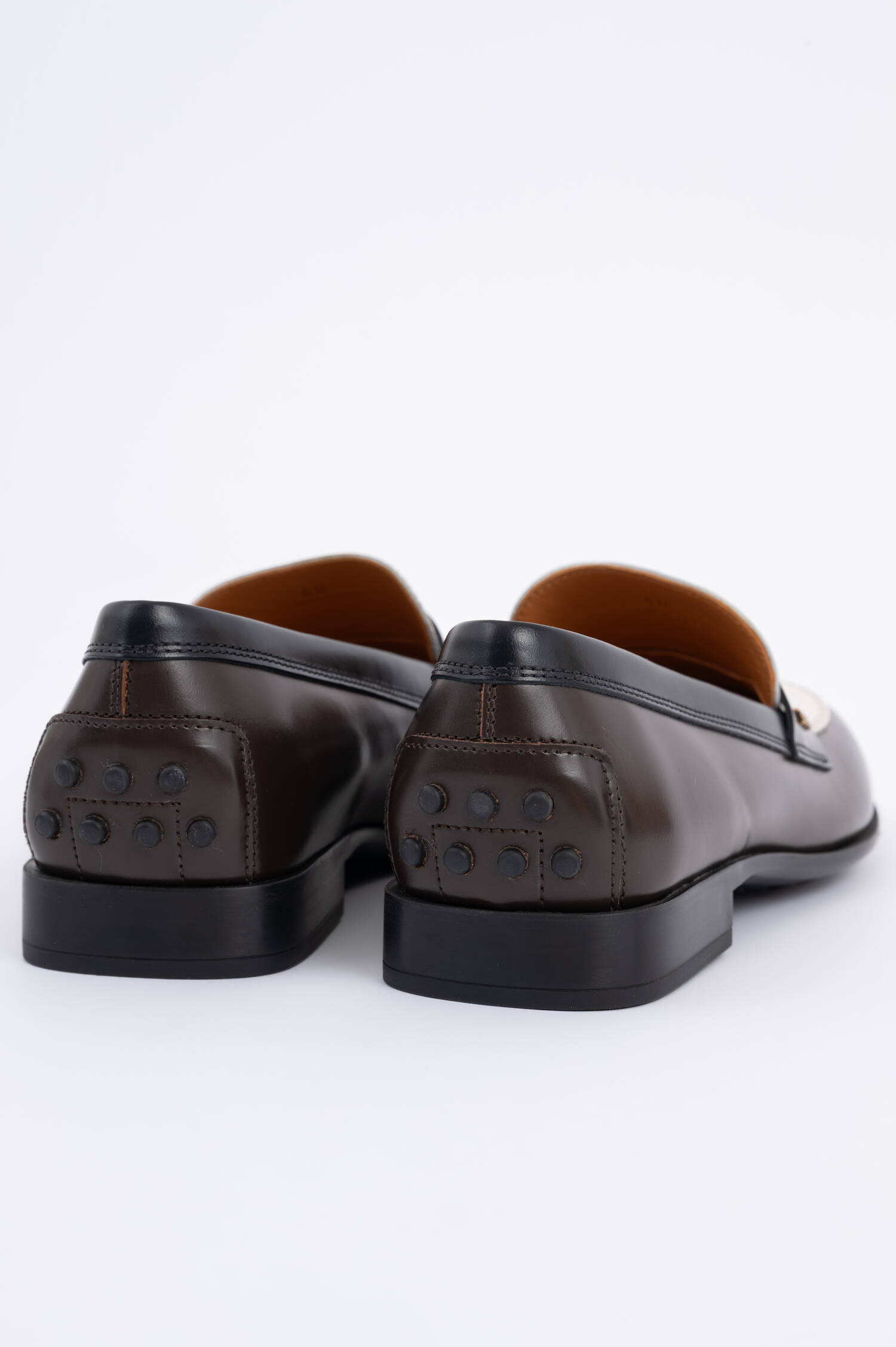 Leder Loafer in Braun/Weiß