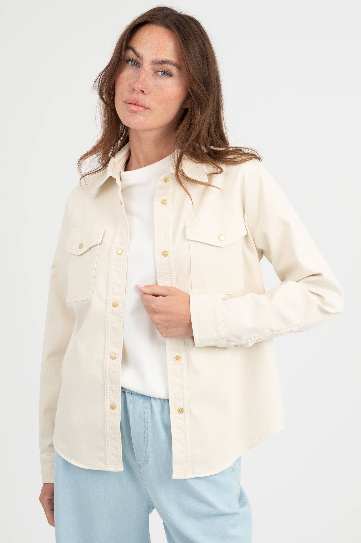 Denim Bluse in Off-White