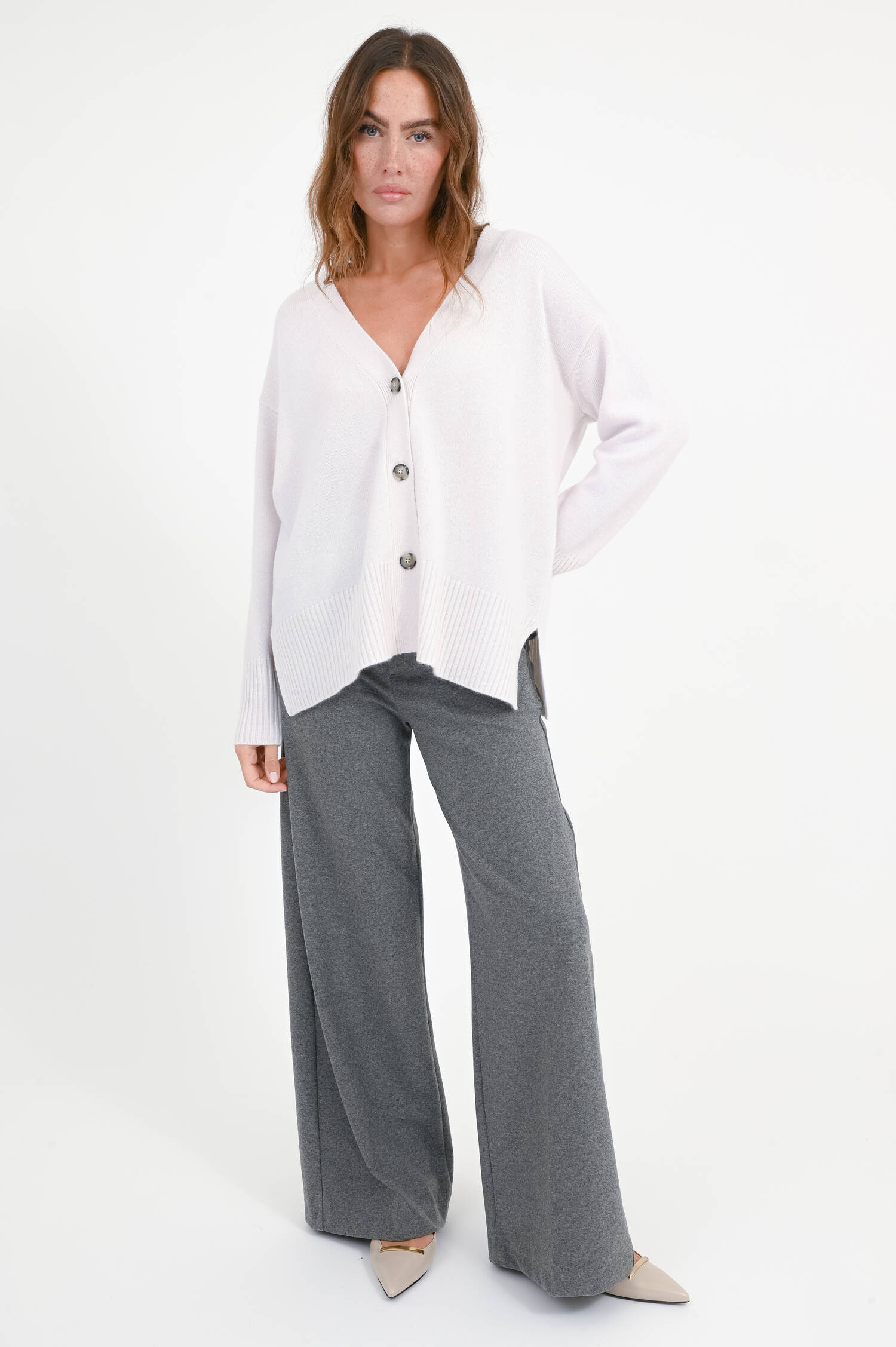 Cardigan aus Woll-Cashmere-Mix in White Cloud