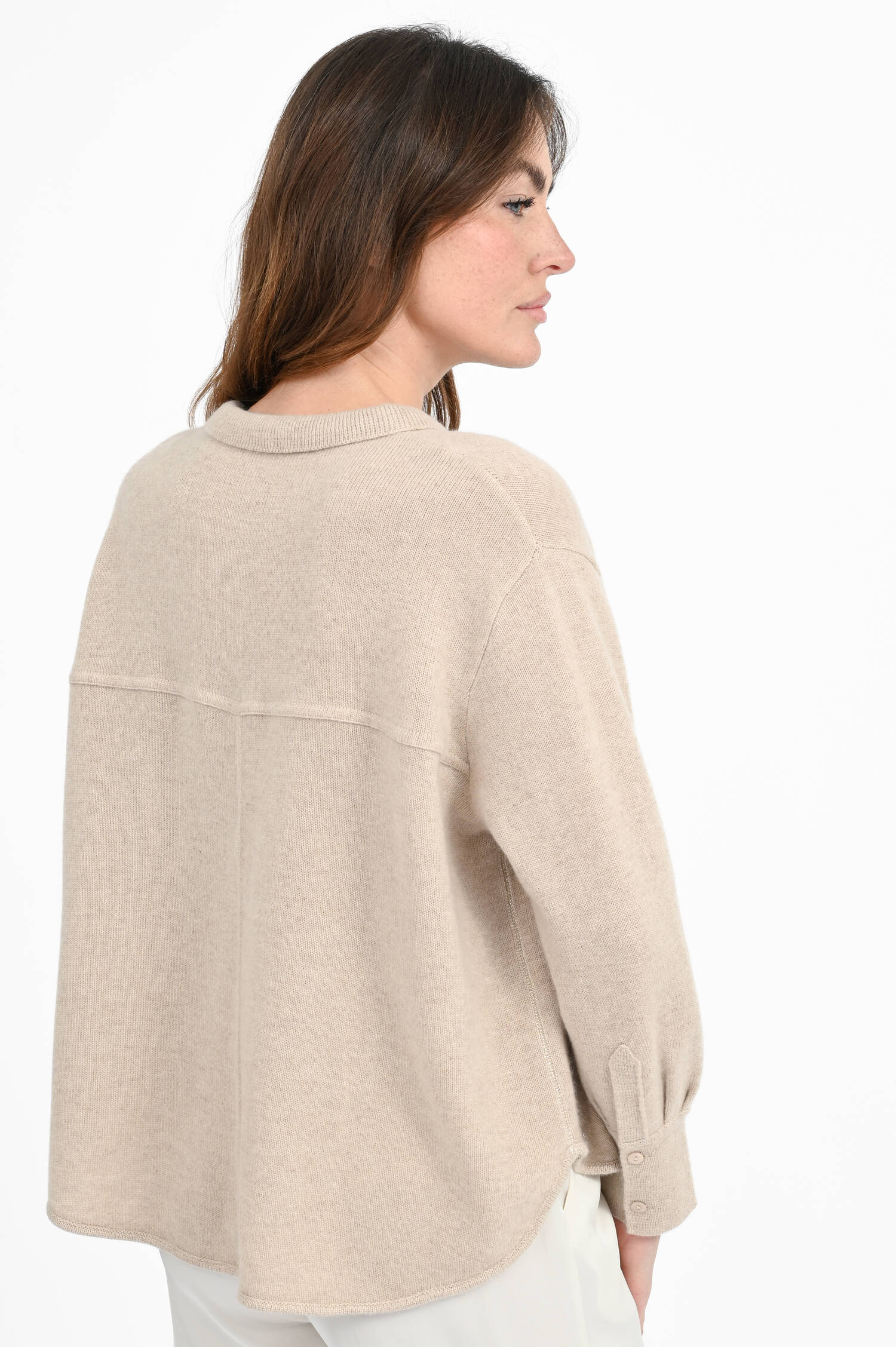Langarm Cardigan aus Cashmere-Mix in Sand