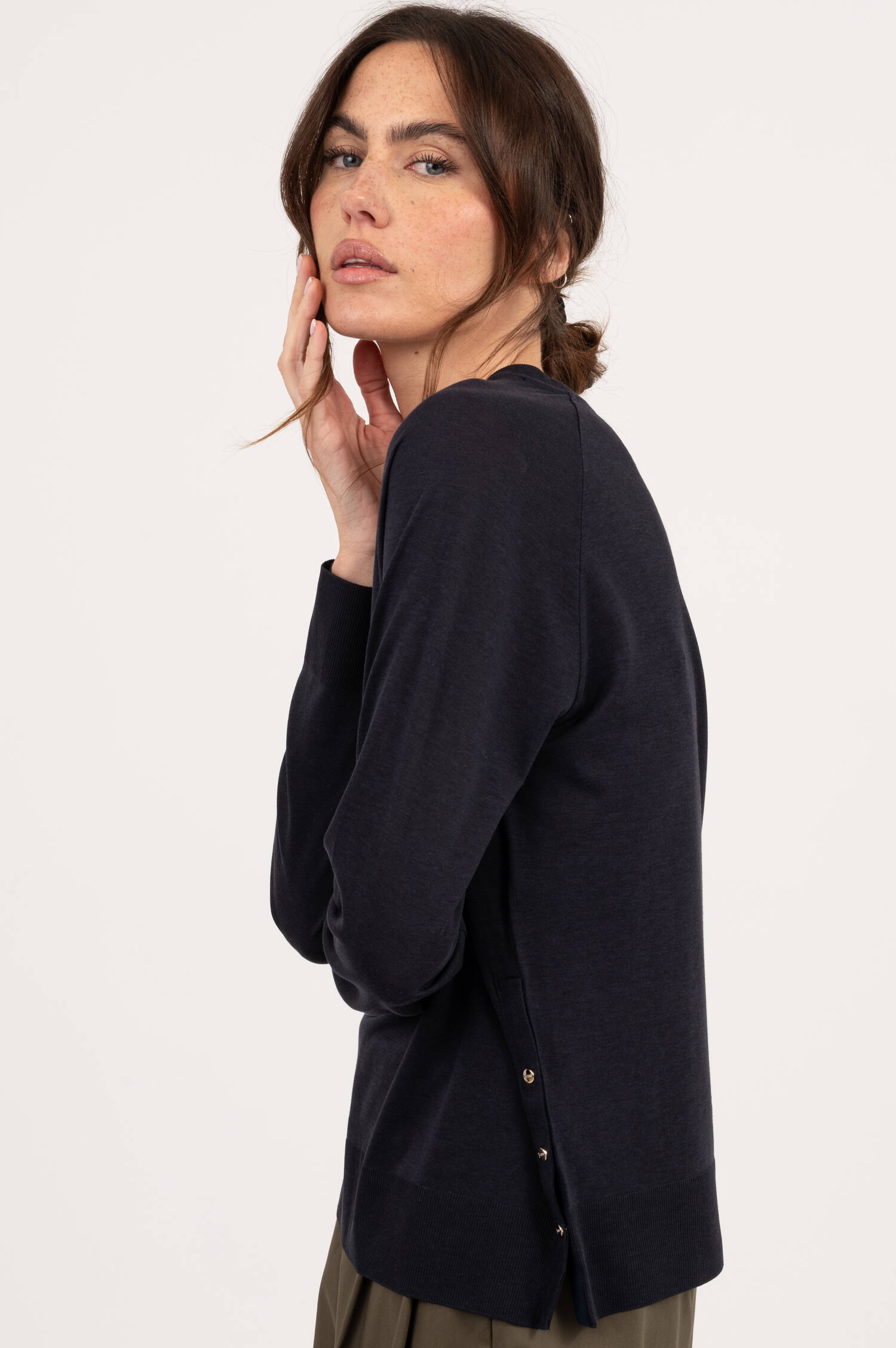 Feinstrick Pullover in Navy