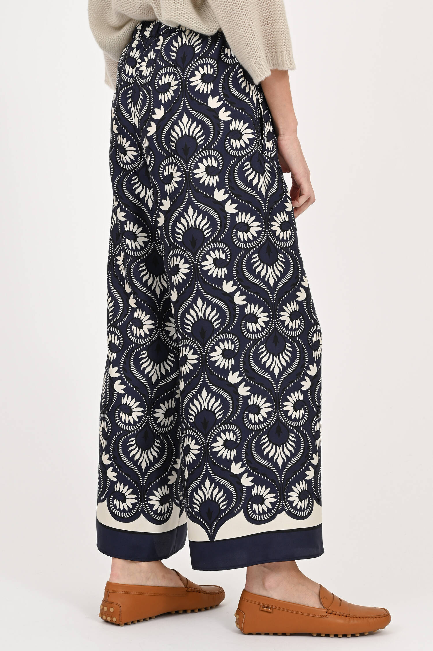 Seidenhose OTTICO mit verkürzter Passform in Blue