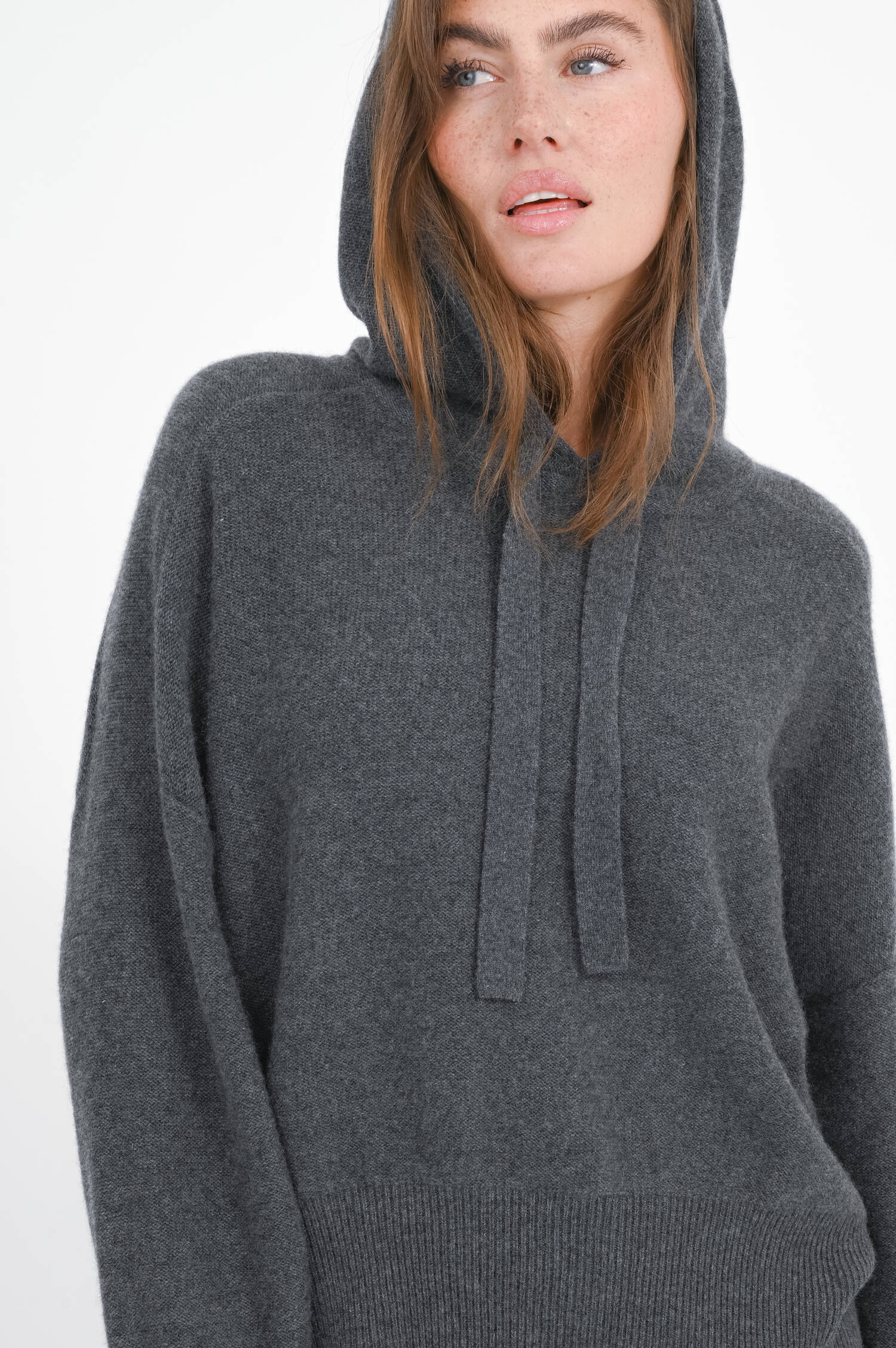 Cashmere-Hoodie in Dunkelgrau