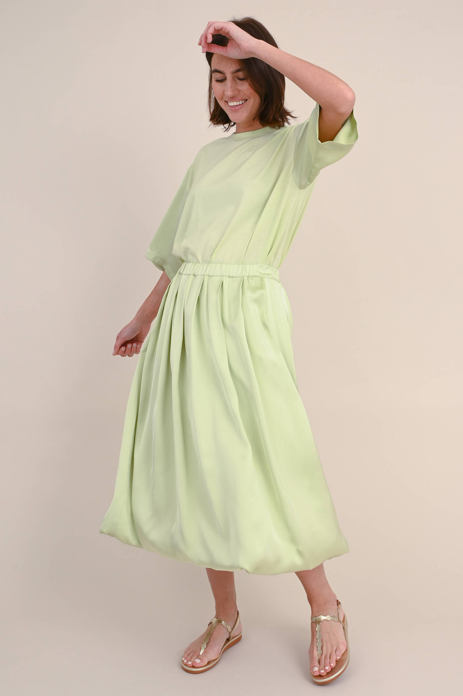 Rock mit Ballonsaum in Pastell-Lime