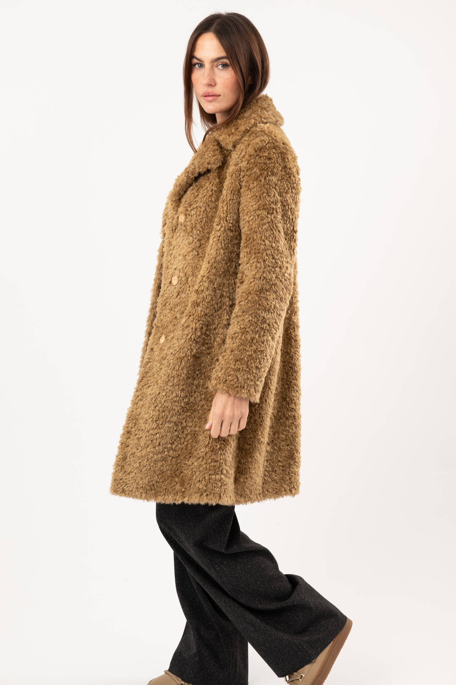 Faux-Fur-Mantel in Beige