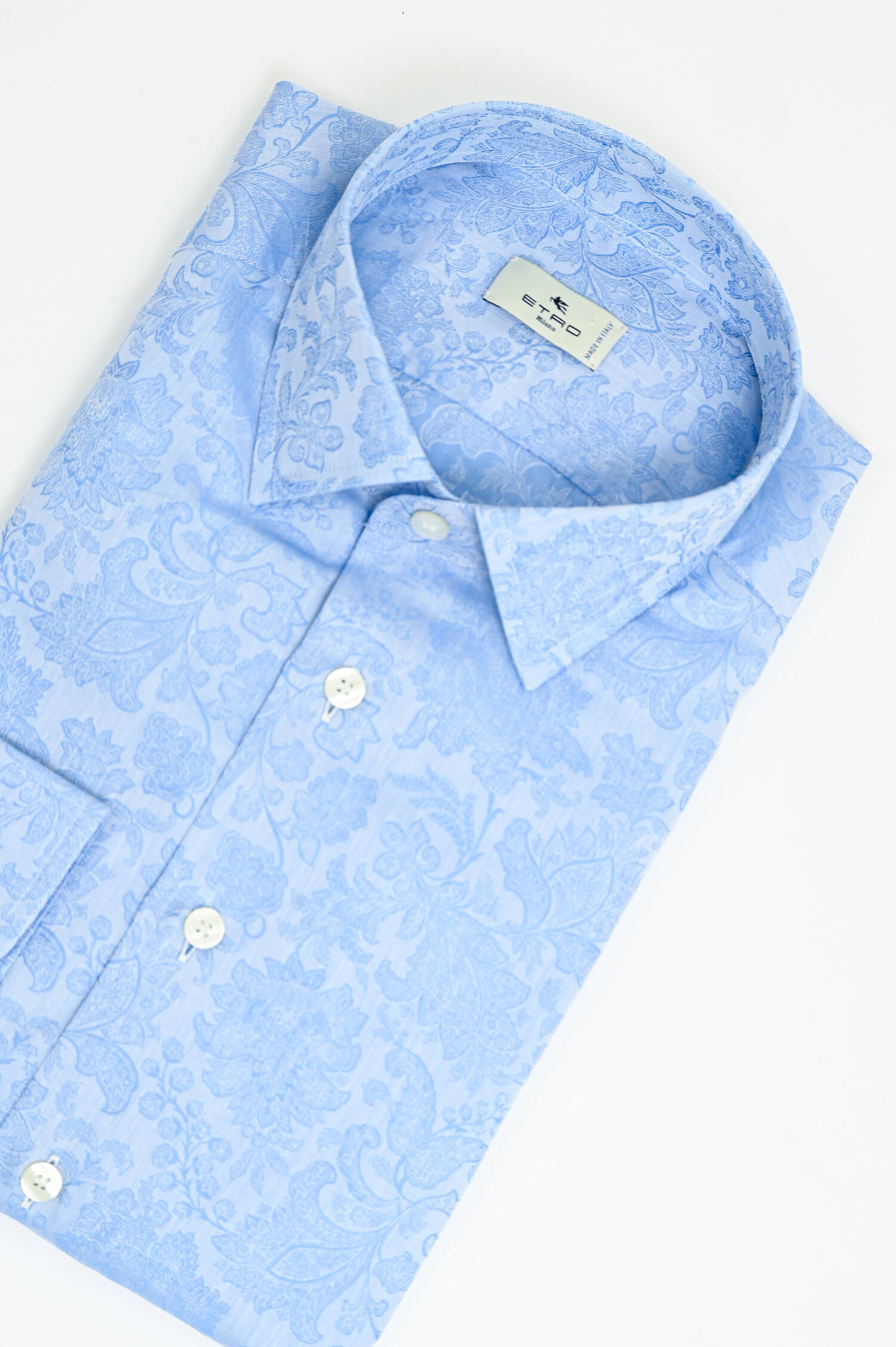 Gemustertes Hemd aus Baumwolle in Hellblau