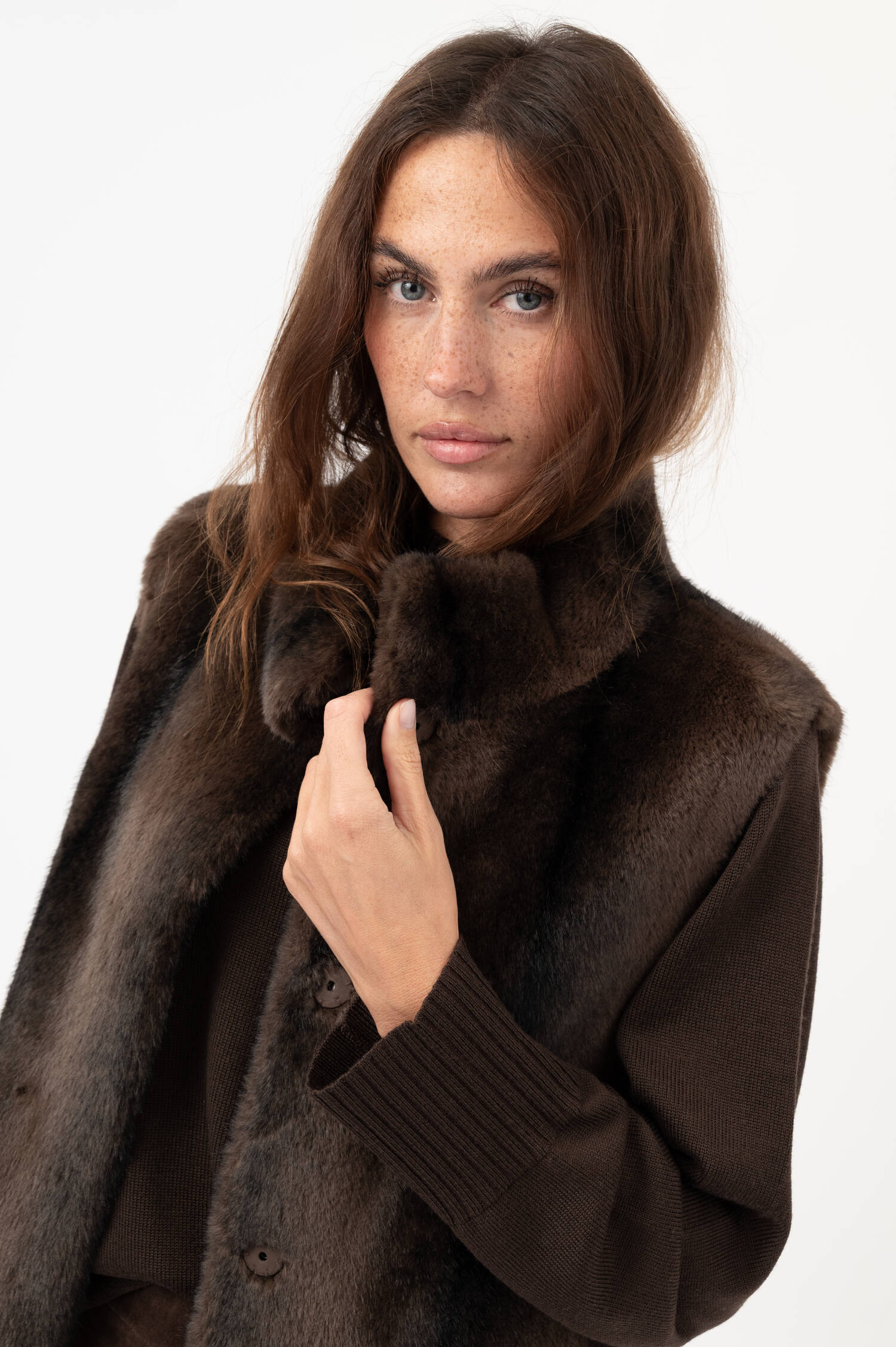 Faux-Fur-Gilet FIFI in Braun Faux-Fur-Gilet FIFI in Braun