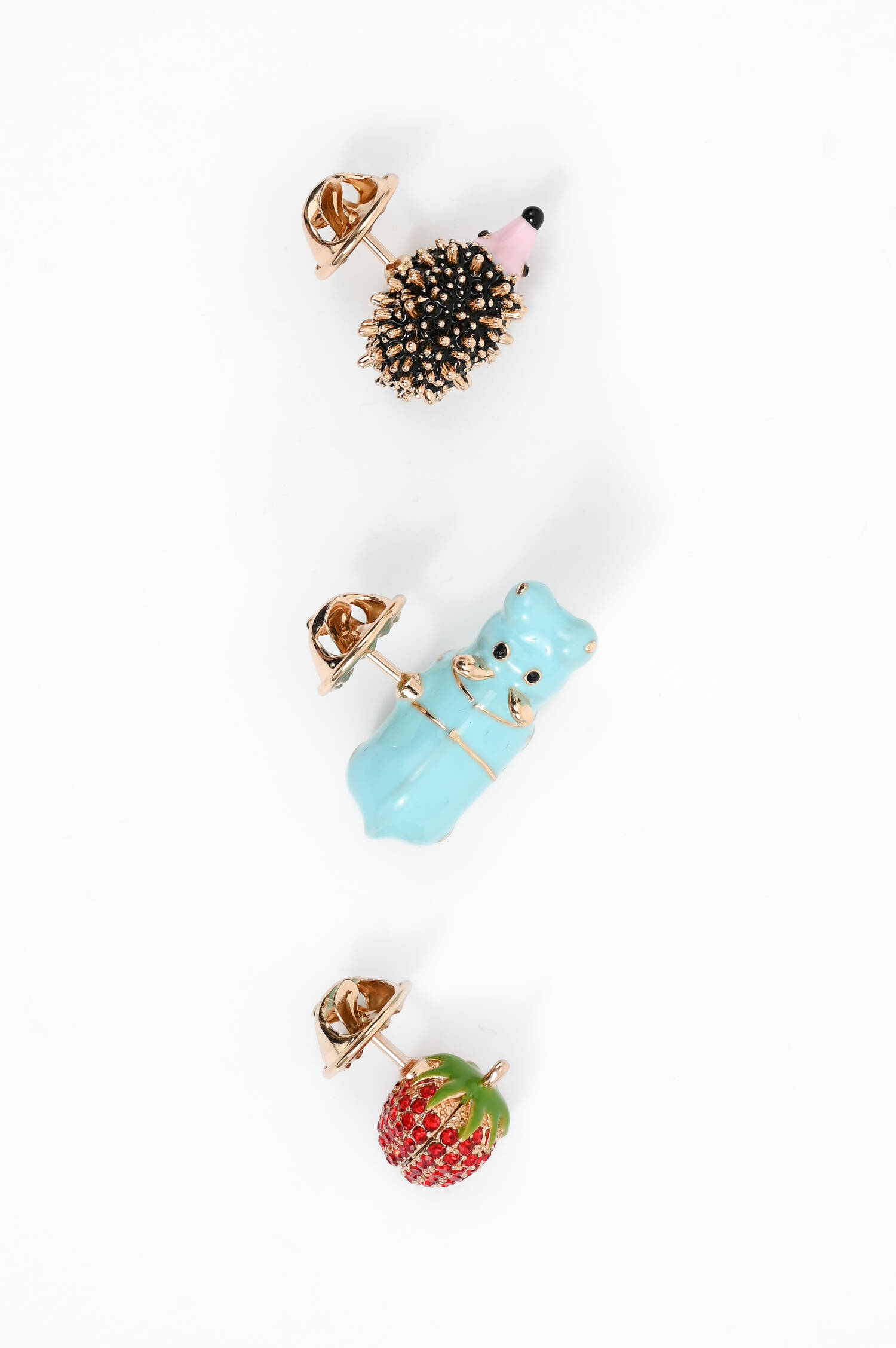 Anstecknadel Trio in Rot/Blau/Braun