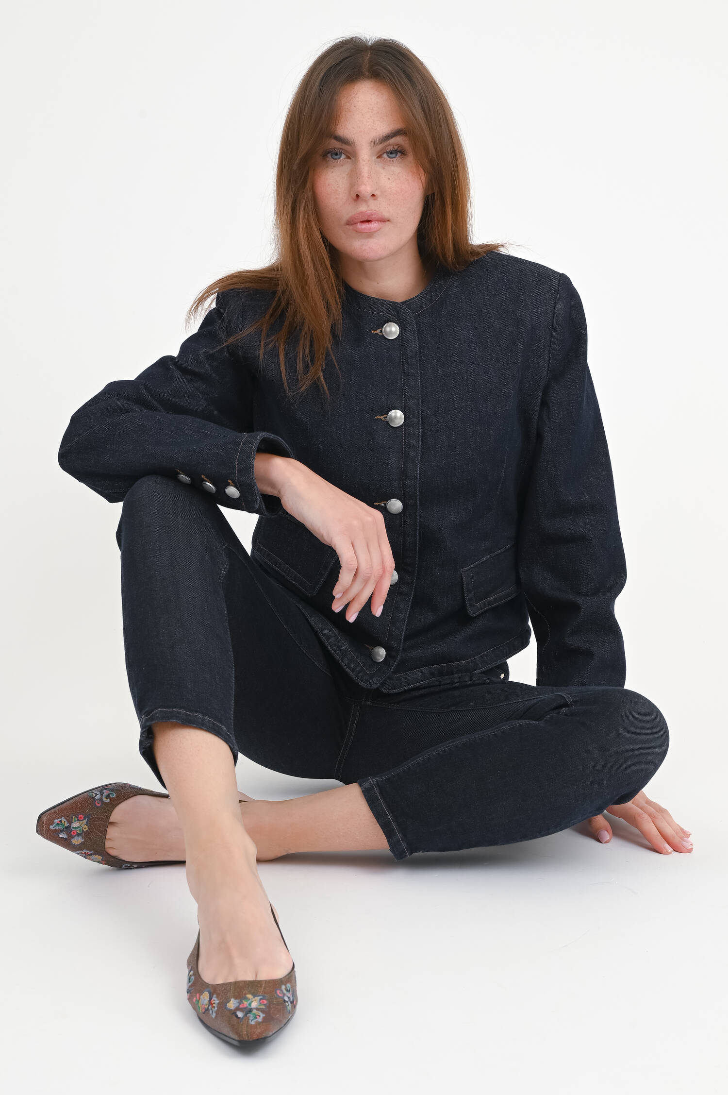 Jeansjacke mit Schulterpolster in Dark Blue