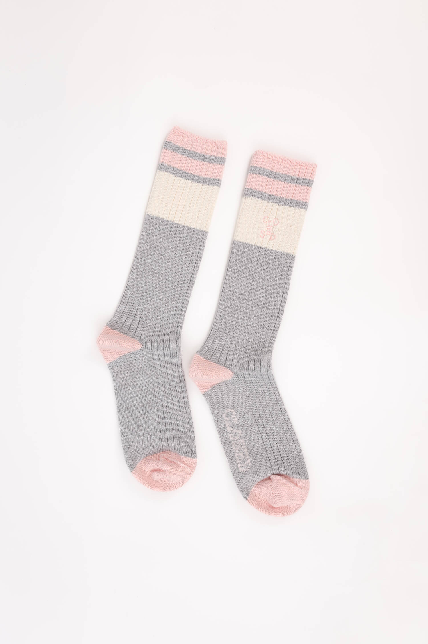 Ripp Socken in Grau/Rosa 