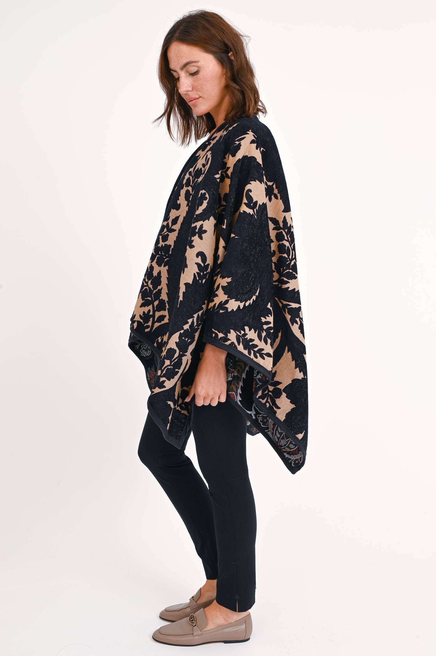 Wende-Cape/Poncho in Multicolor gemustert