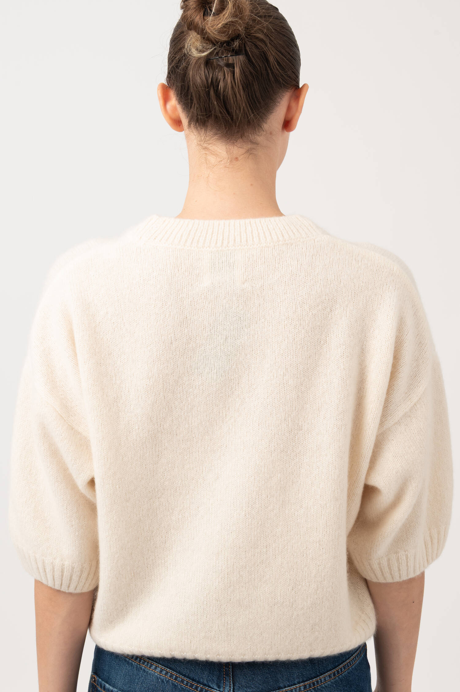 Cashmere-Seiden Dreiviertelarm Pullover in Beige Cashmere-Seiden Dreiviertelarm Pullover in Beige