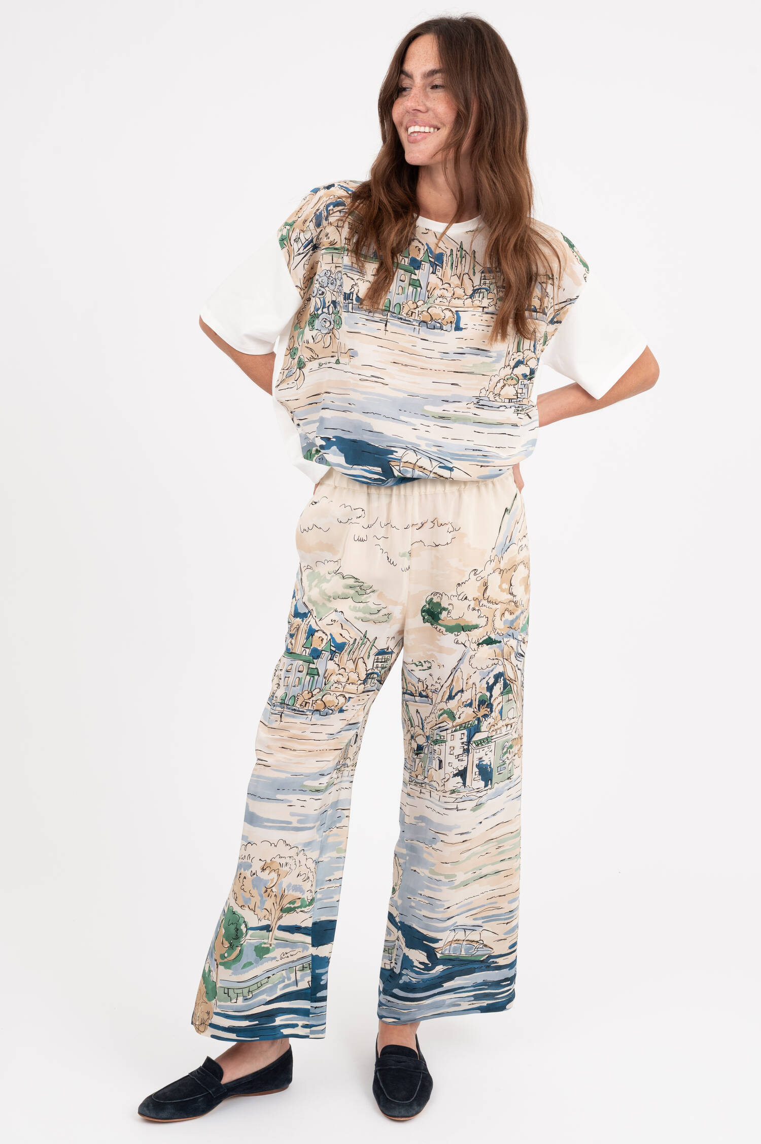 Seiden-Culotte CURVA mit Print in Creme Seiden-Culotte CURVA mit Print in Creme