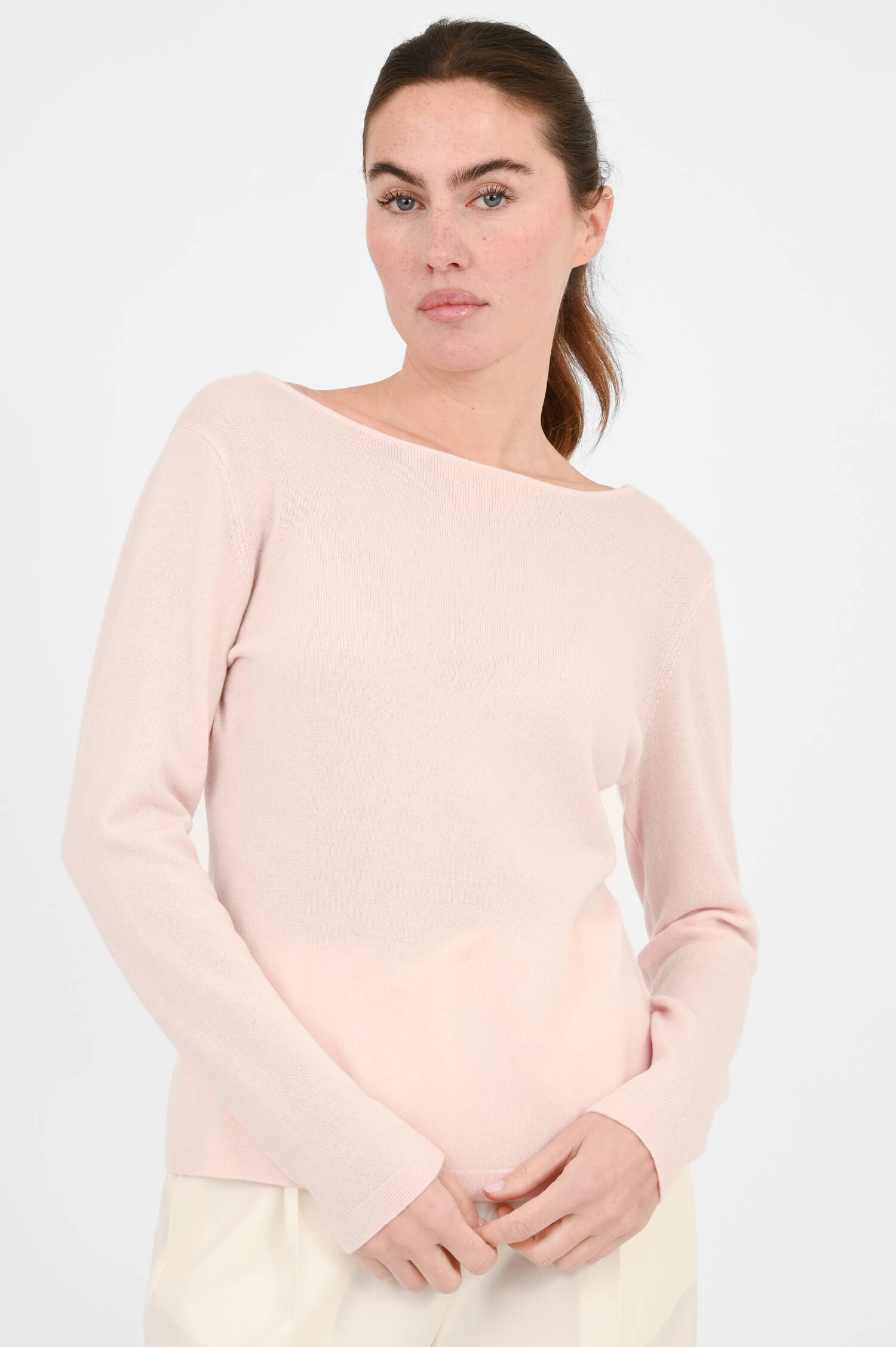 Longsleeve mit V-Ausschnitt im Rückenteil in Rosa