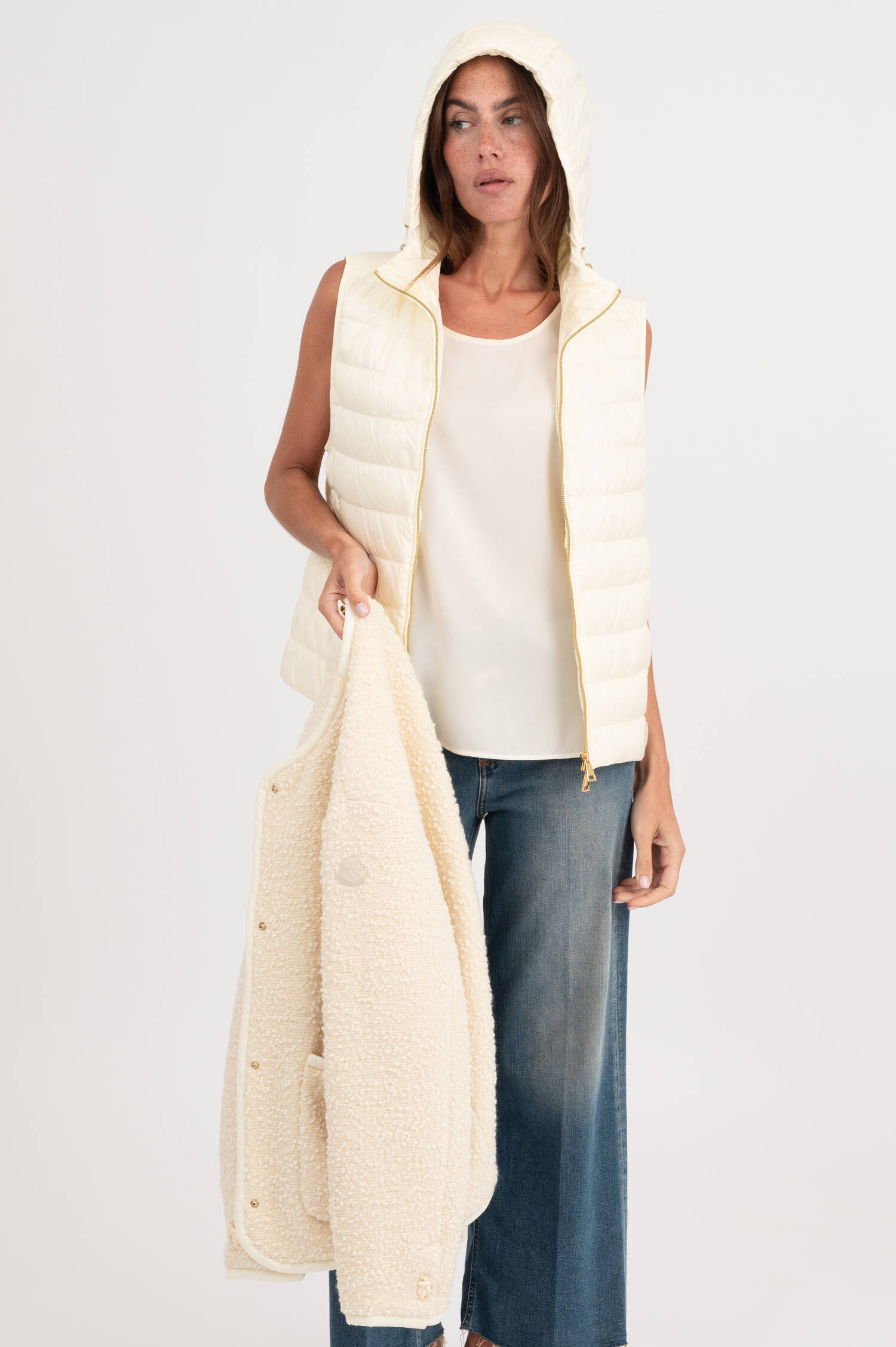 2-in-1 Jacke in Creme