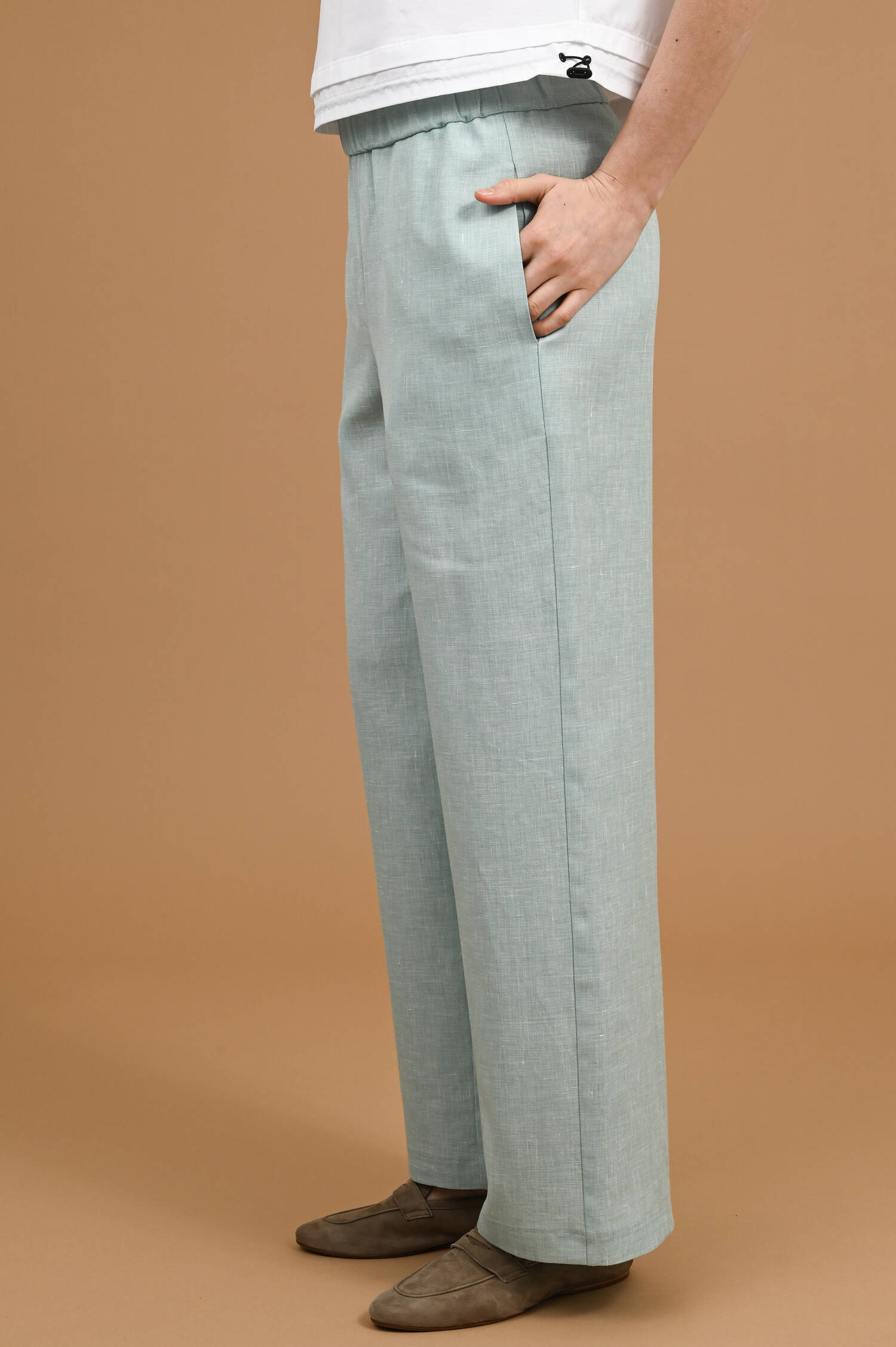 Leinenmix-Schlupfhose in Aquamarineblau Leinenmix-Schlupfhose in Aquamarineblau