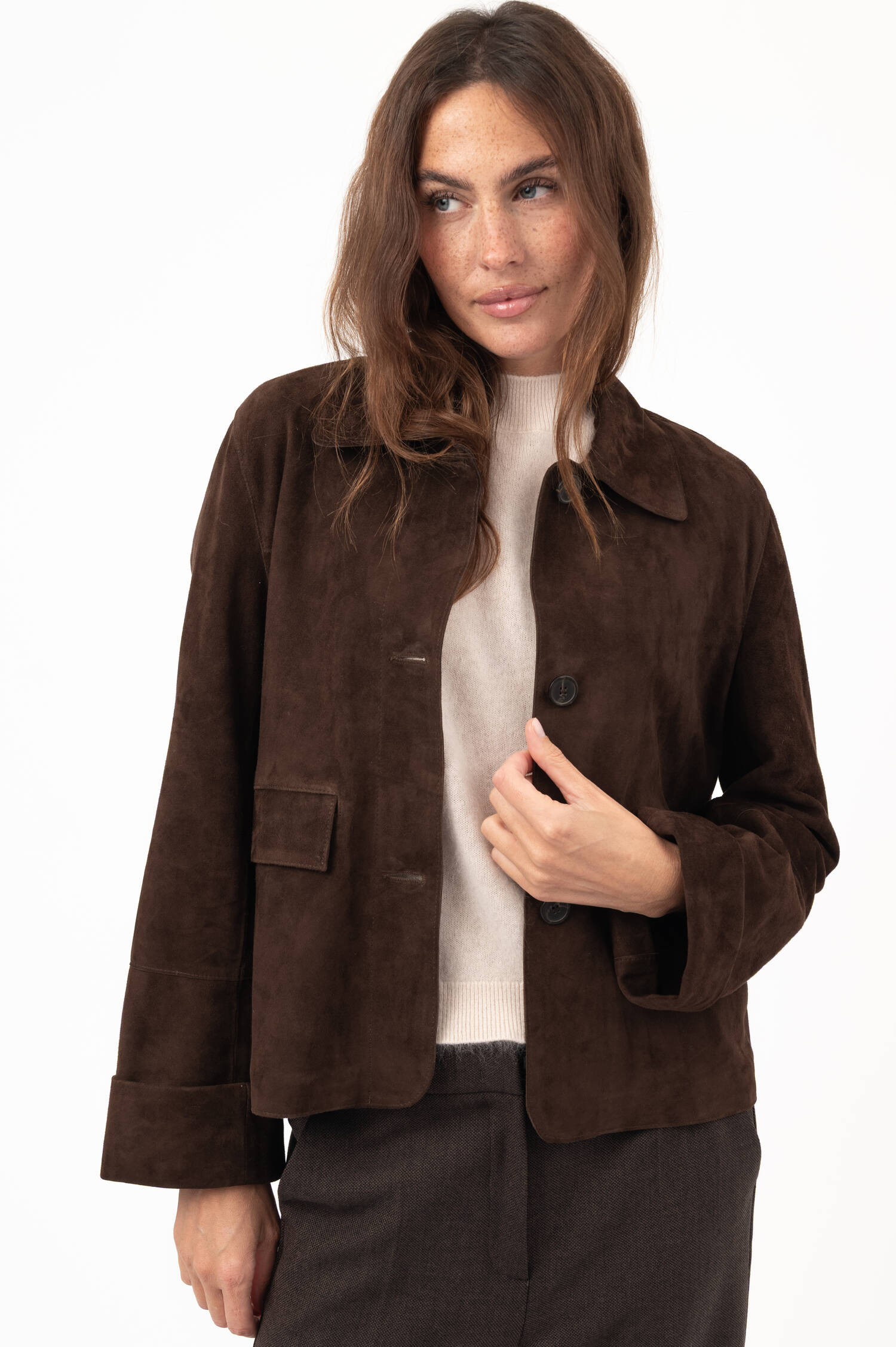 Velourslederjacke ELLA in Braun