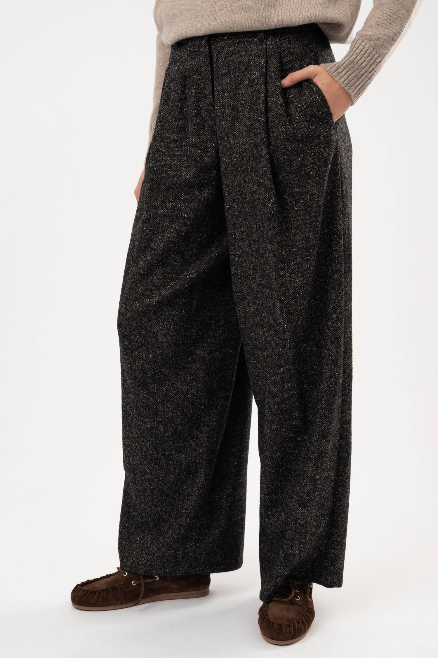 Woll-Seide-Mix Hose in Schwarz