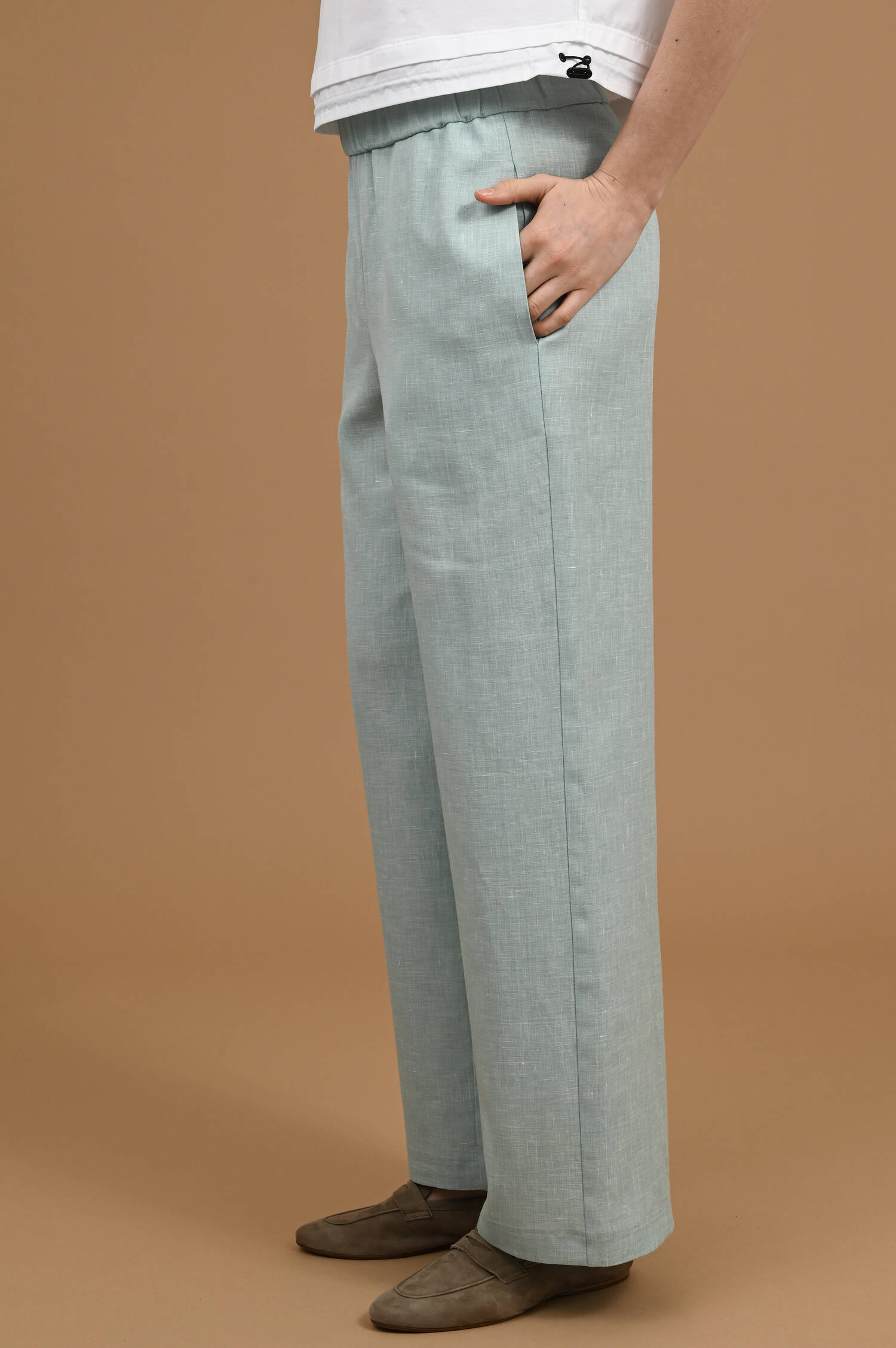 Leinenmix-Schlupfhose in Aquamarineblau Leinenmix-Schlupfhose in Aquamarineblau