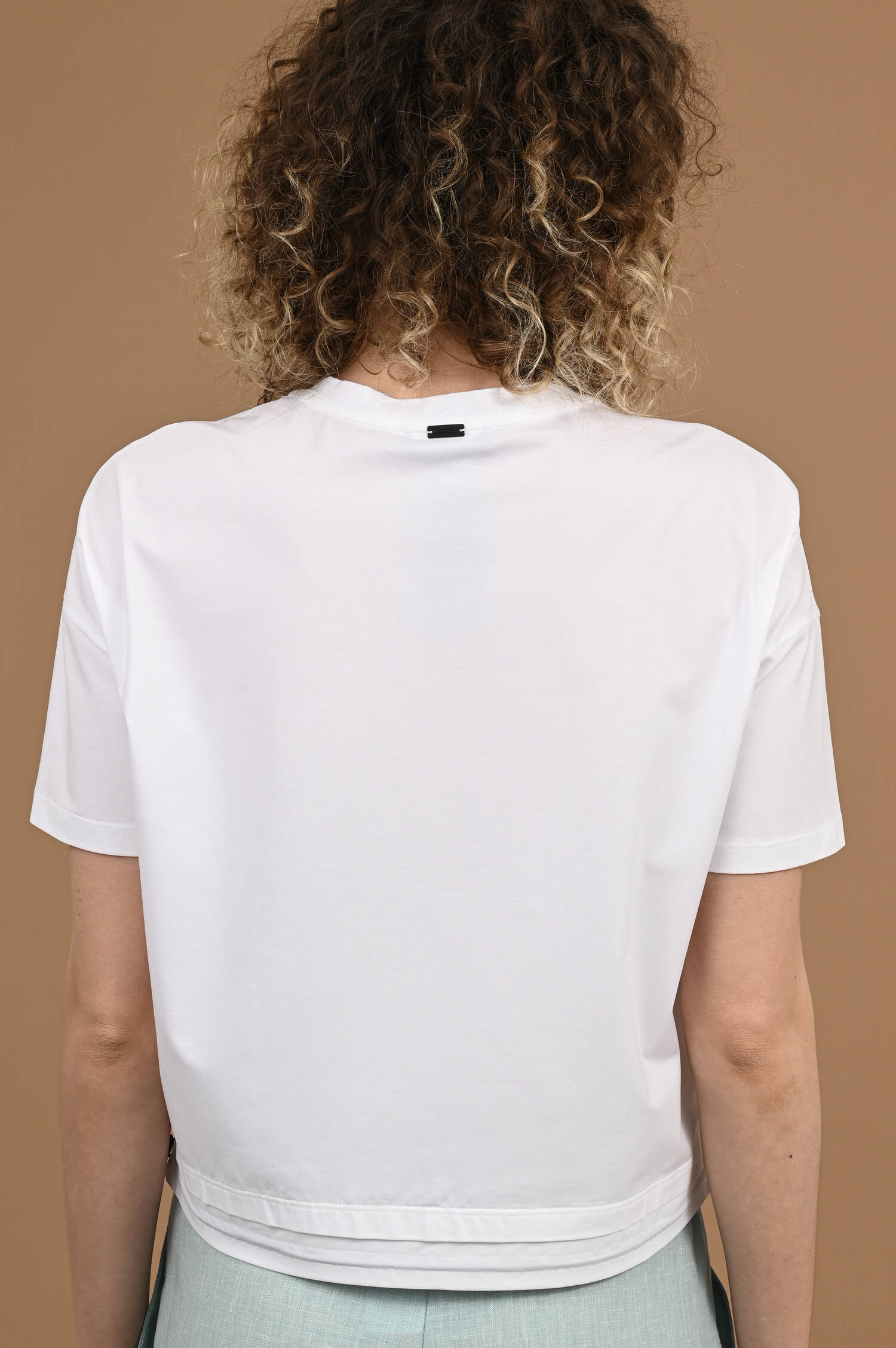 Boxy T-Shirt mit Doppelsaum und Kordelzug in Weiß Boxy T-Shirt mit Doppelsaum und Kordelzug in Weiß